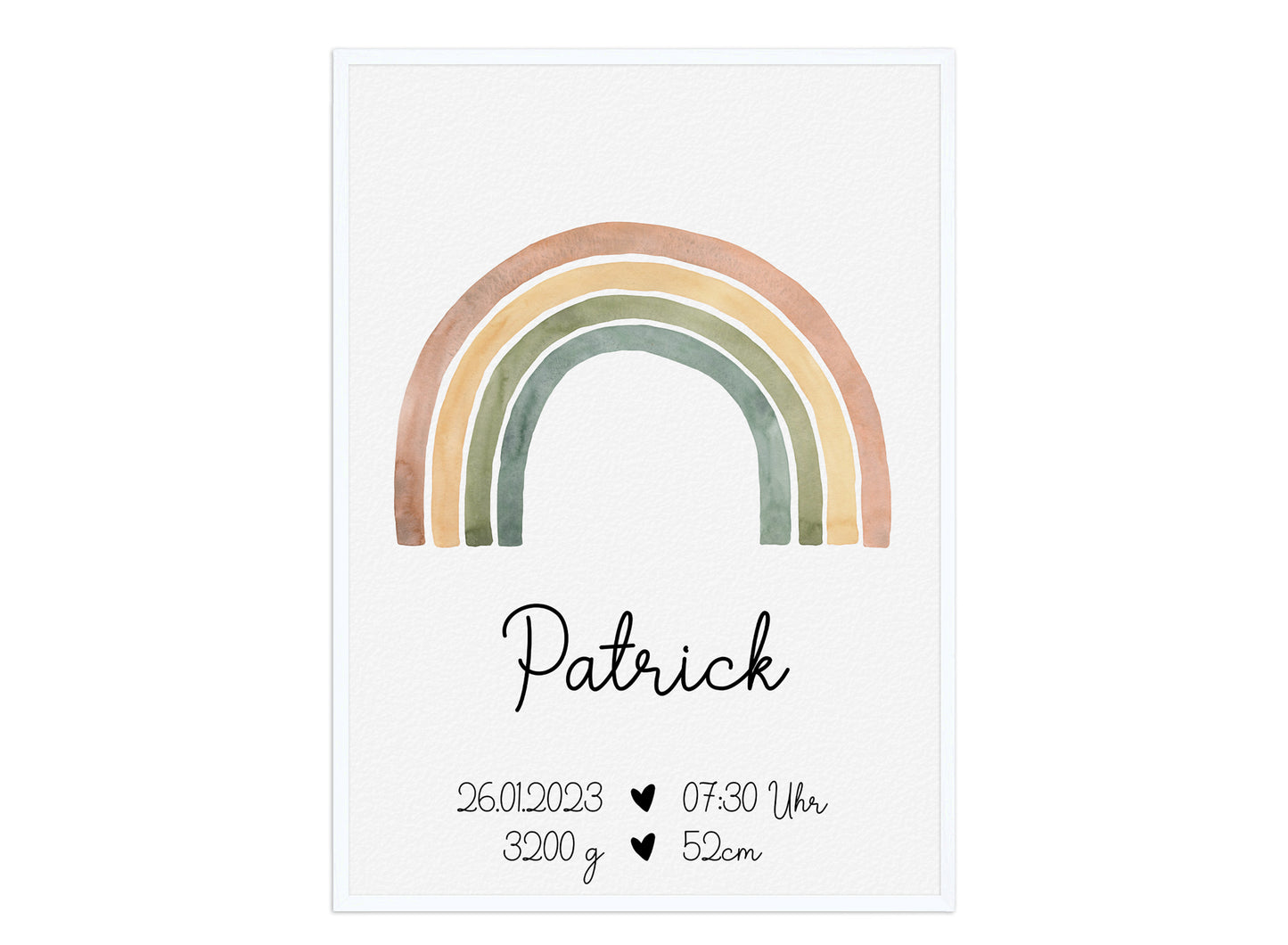 Regenbogen Geburtsposter mit Babyname & Geburtsdaten