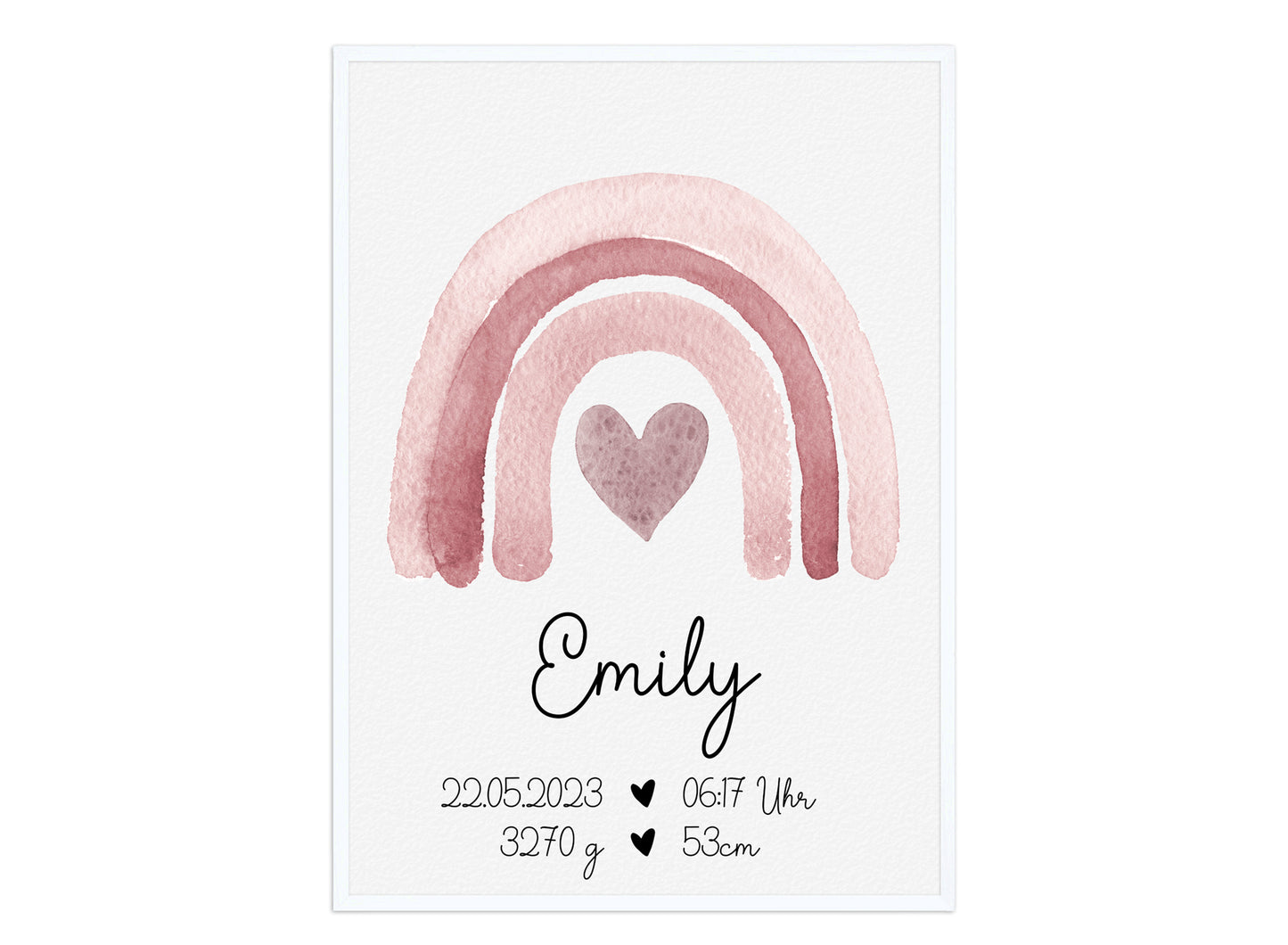 Regenbogen Geburtsposter mit Babyname & Geburtsdaten