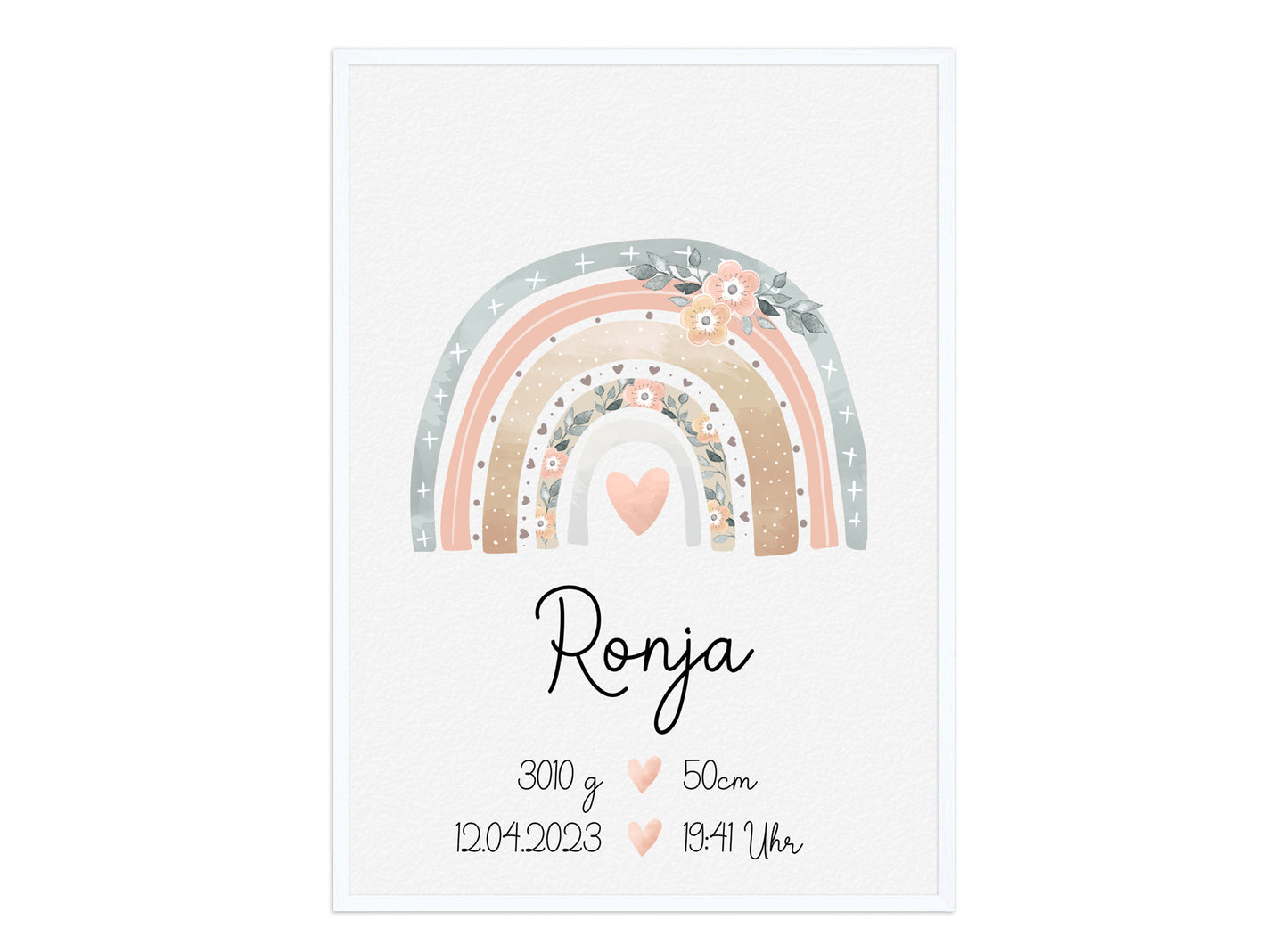 Regenbogen Geburtsposter mit Babyname & Geburtsdaten