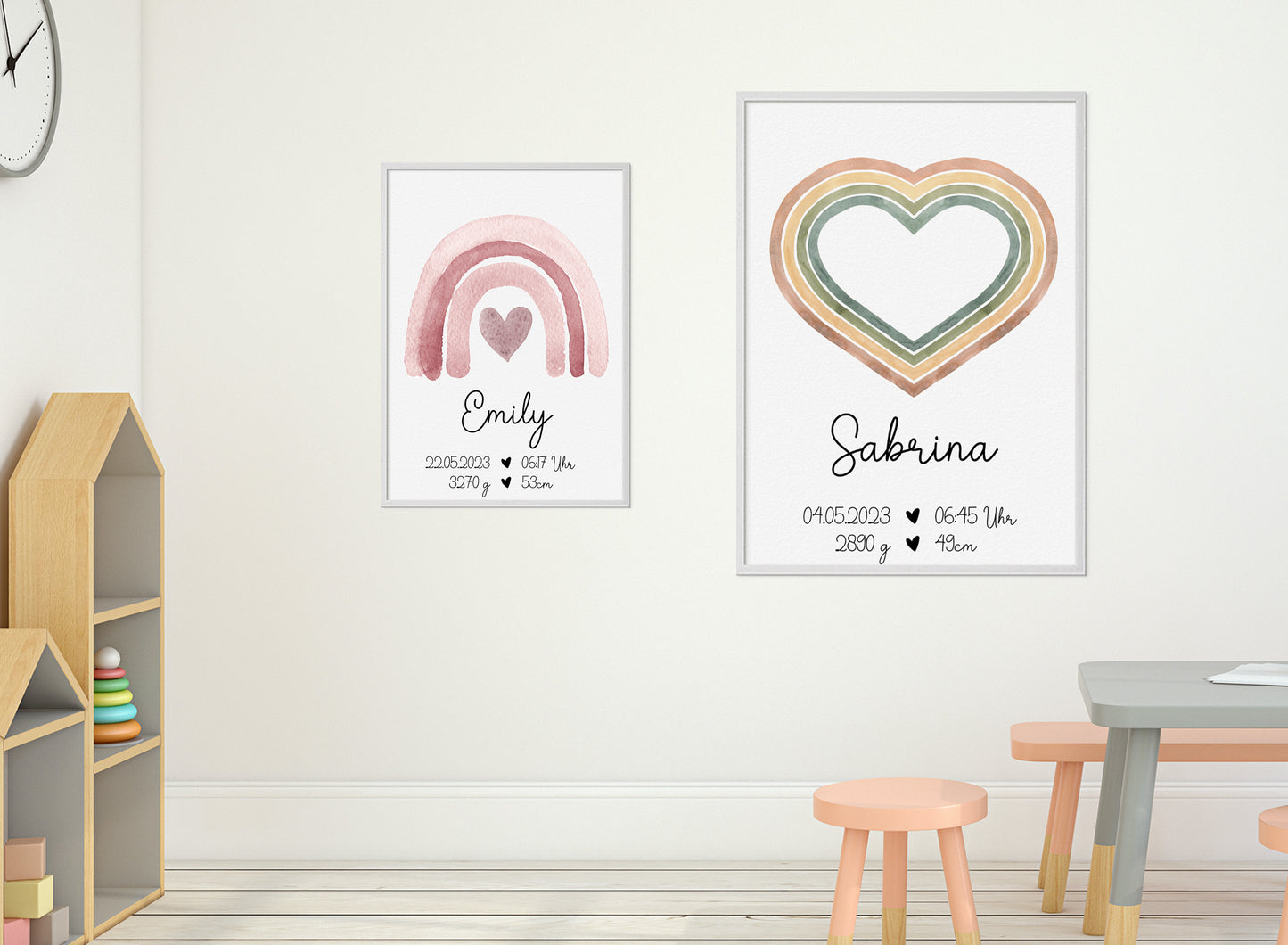 Regenbogen Geburtsposter mit Babyname & Geburtsdaten