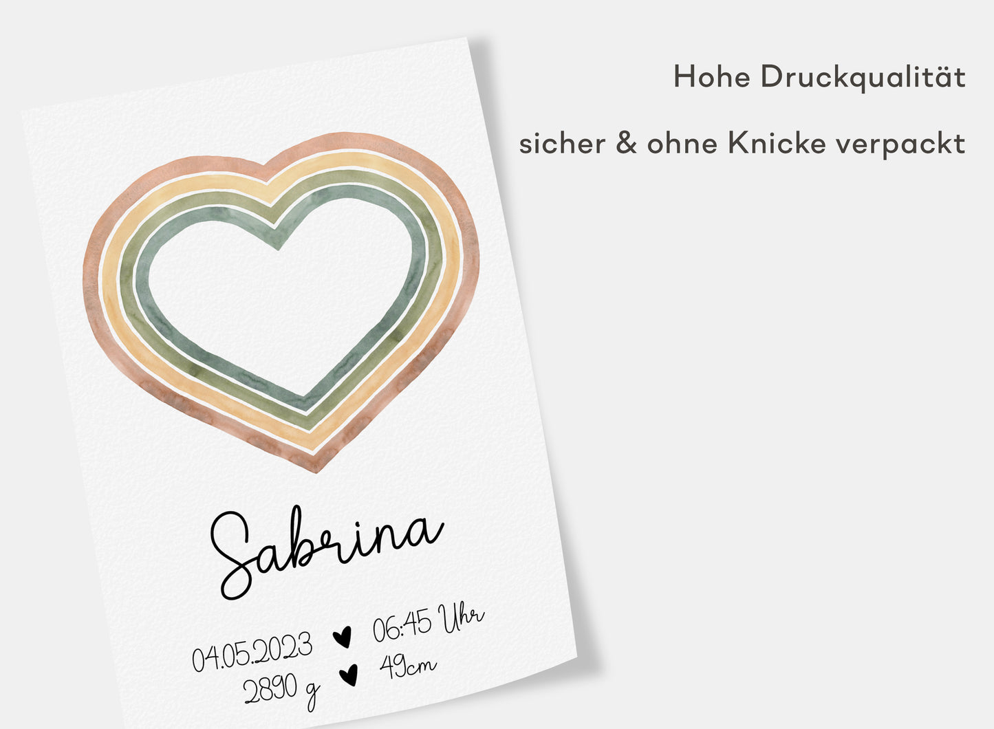 Regenbogen Geburtsposter mit Babyname & Geburtsdaten