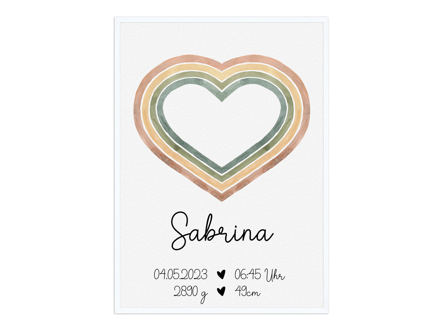 Regenbogen Geburtsposter mit Babyname & Geburtsdaten