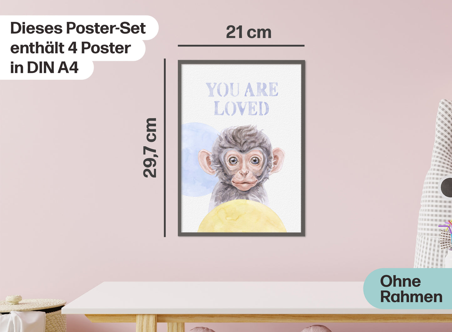 4er Safari Tiere Poster Set Kinderzimmer I Babyzimmer Deko I ohne Rahmen I CreativeRobin
