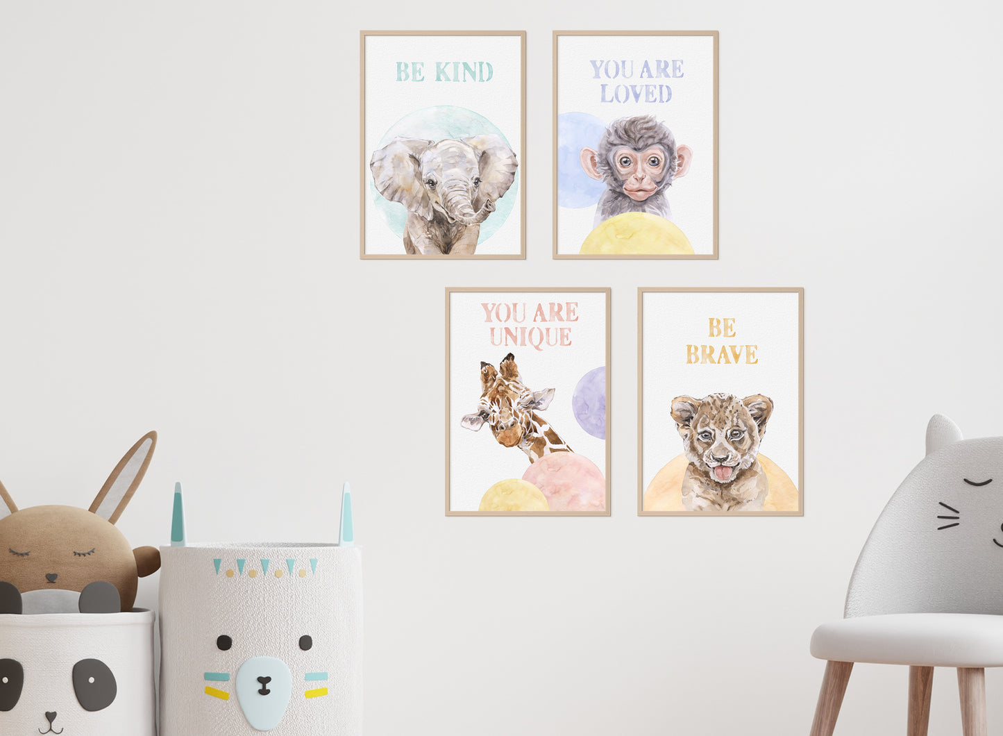 4er Safari Tiere Poster Set Kinderzimmer I Babyzimmer Deko I ohne Rahmen I CreativeRobin