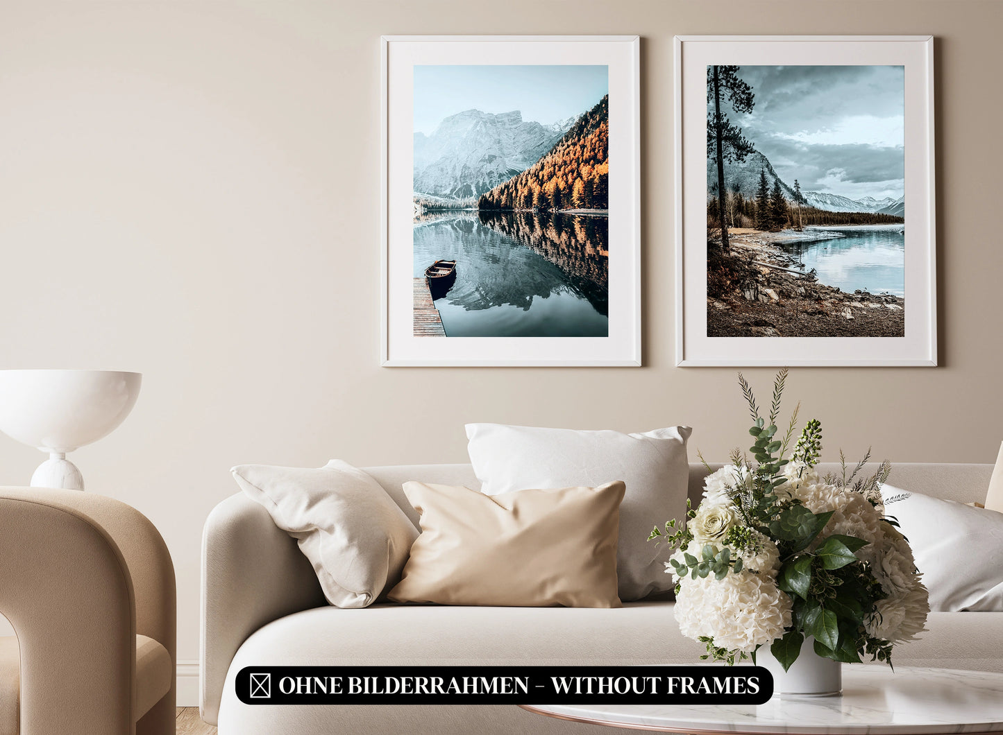 » Berge & Seen « Premium Poster-Set als Wohnzimmer Deko | 4x A3 + 2x A4 Wandbilder Collage