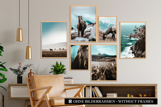 » Pferde, Berge & Freiheit « Wanddeko Poster-Set