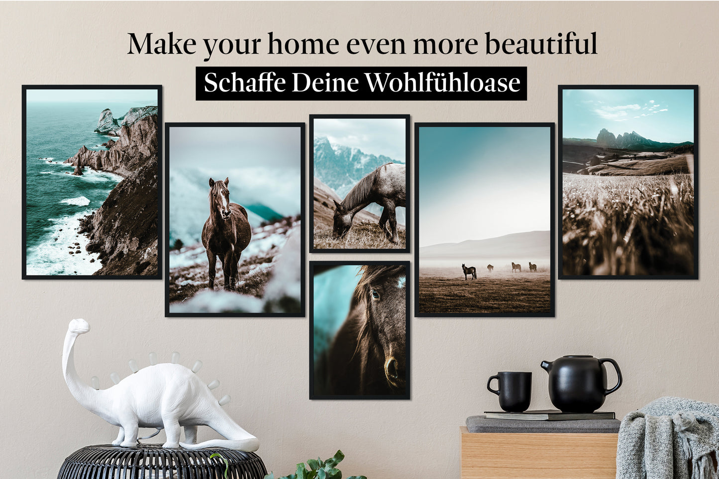 » Pferde, Berge & Freiheit « Wanddeko Poster-Set