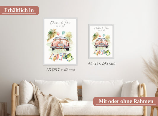 Hochzeits-Geldgeschenk Personalisierbar I Hochzeitsbild mit Namen und Datum