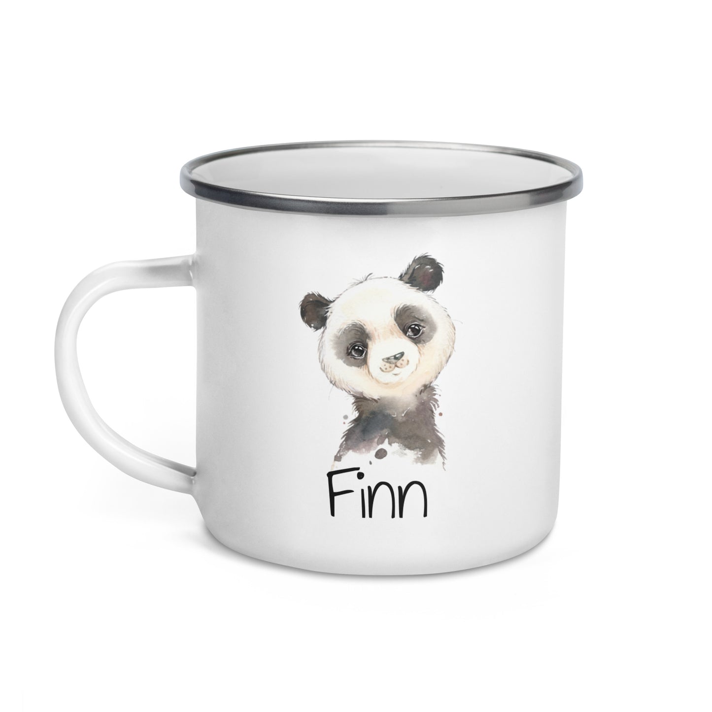 Süße Namenstasse mit Tier-Motiven • personalisierbare Emailletasse als schönes Geschenk