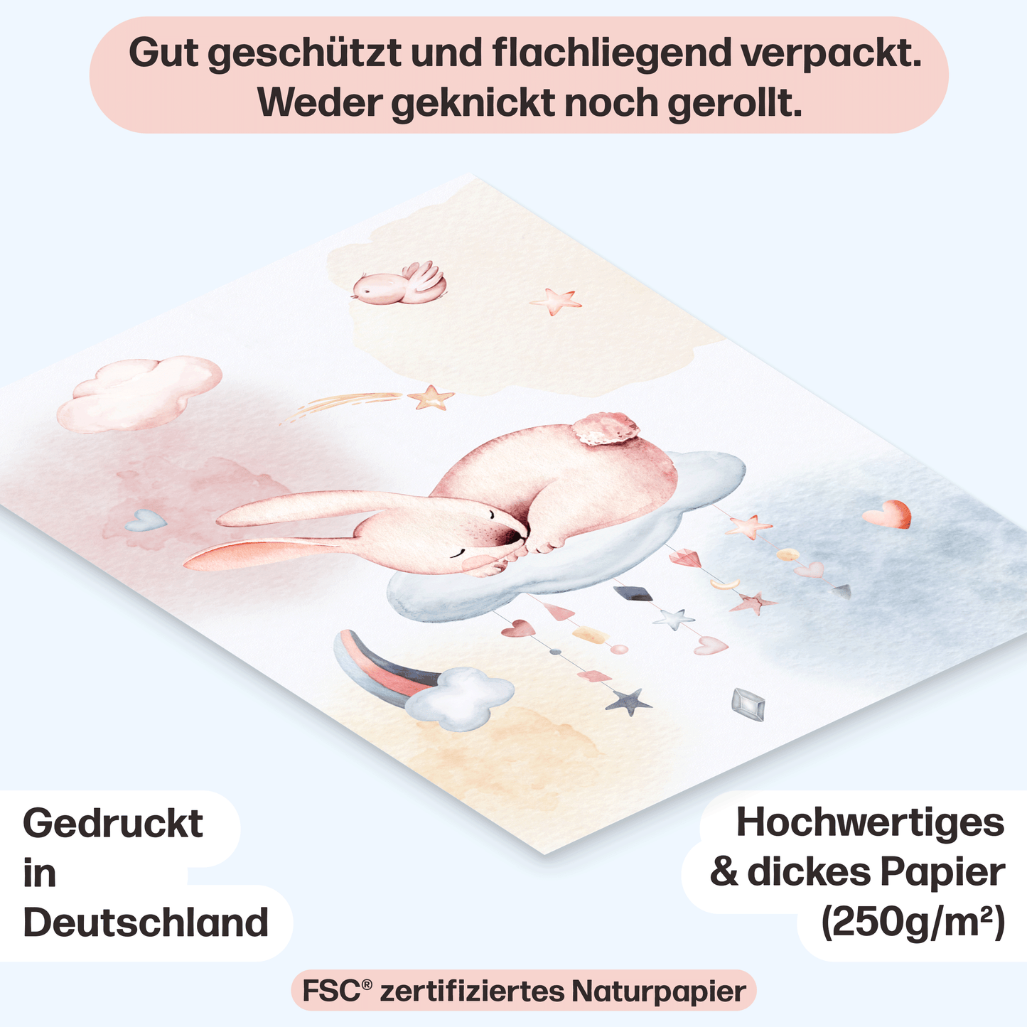 Süße Träume Poster-Set als Babyzimmer Deko I schlafendes Schäfchen, Koala, Elefant & co. I ohne Rahmen I CreativeRobin
