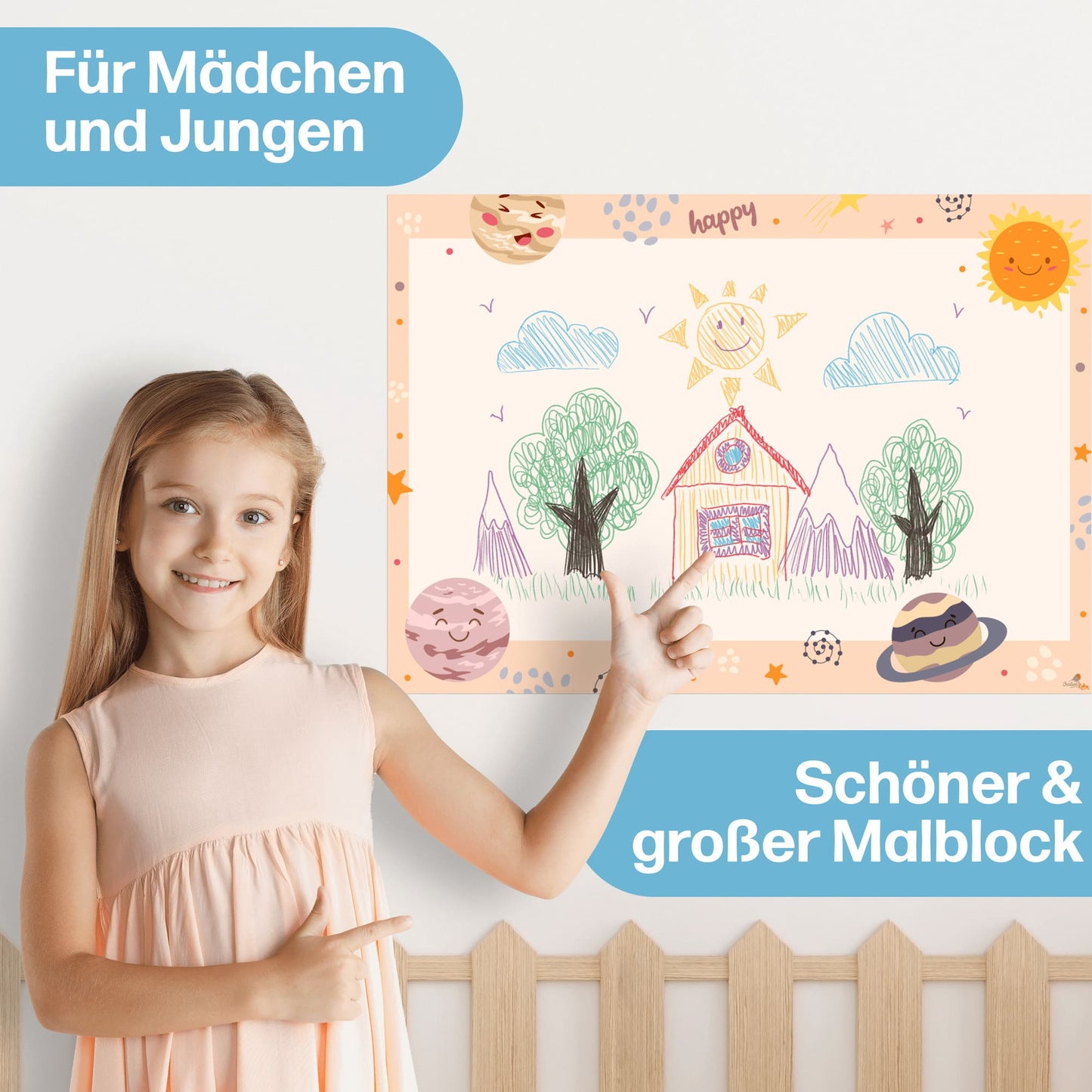Planeten Schreibtischunterlage aus Papier • DIN A3 Malblock und Malunterlage für Kinder & Erwachsene • 25 Blatt