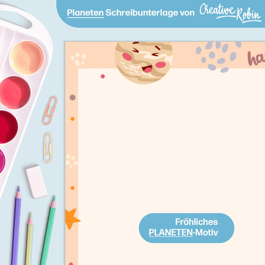 Planeten Schreibtischunterlage aus Papier • DIN A3 Malblock und Malunterlage für Kinder & Erwachsene • 25 Blatt