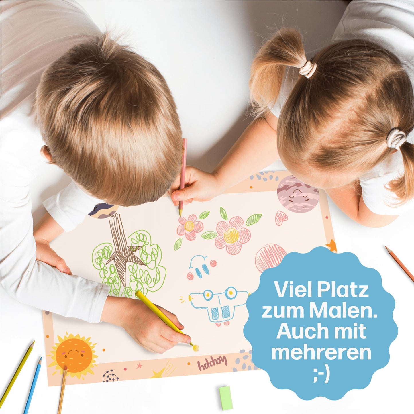 Planeten Schreibtischunterlage aus Papier • DIN A3 Malblock und Malunterlage für Kinder & Erwachsene • 25 Blatt