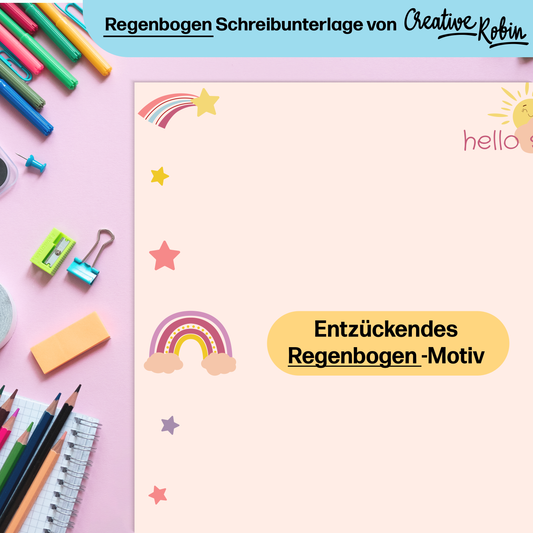 Regenbogen Malblock und Malunterlage für Kinder & Erwachsene • DIN A3 mit 25 Blatt