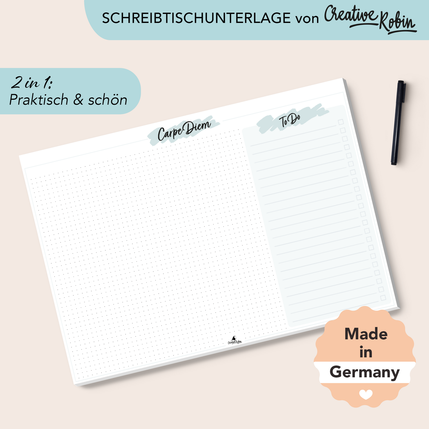 Schreibtischunterlage aus Papier mit To-Do Liste I DIN A3 mit 25 Blatt