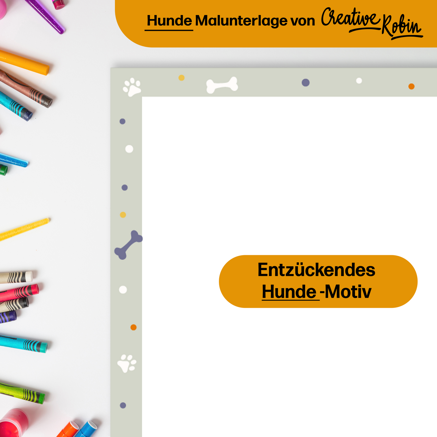 Hunde Malblock und Malunterlage für Kinder & Erwachsene • DIN A3 mit 25 Blatt
