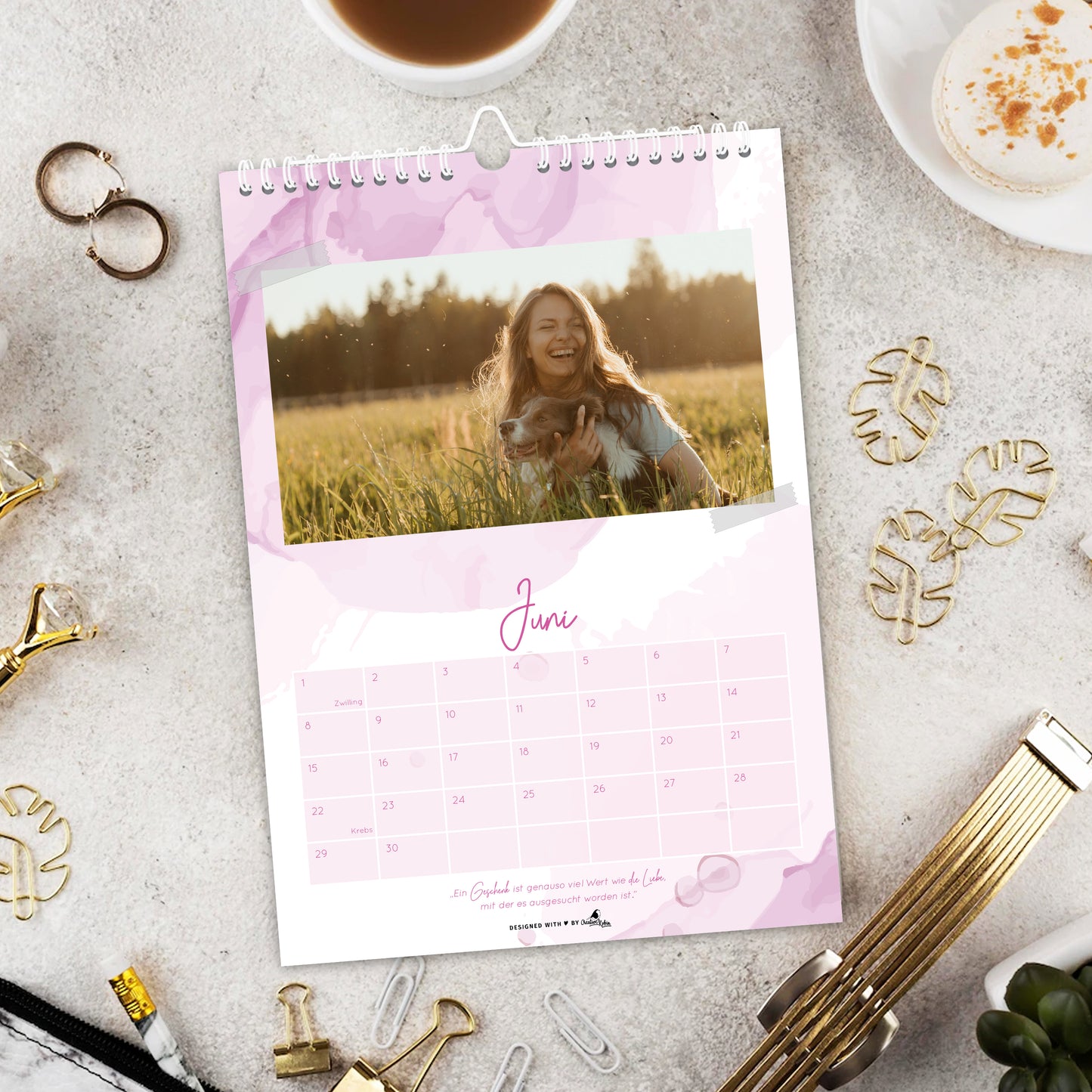 Fotokalender jahresunabhängig I A4 Bastelkalender mit netten Sprüchen I immerwährender Wandkalender