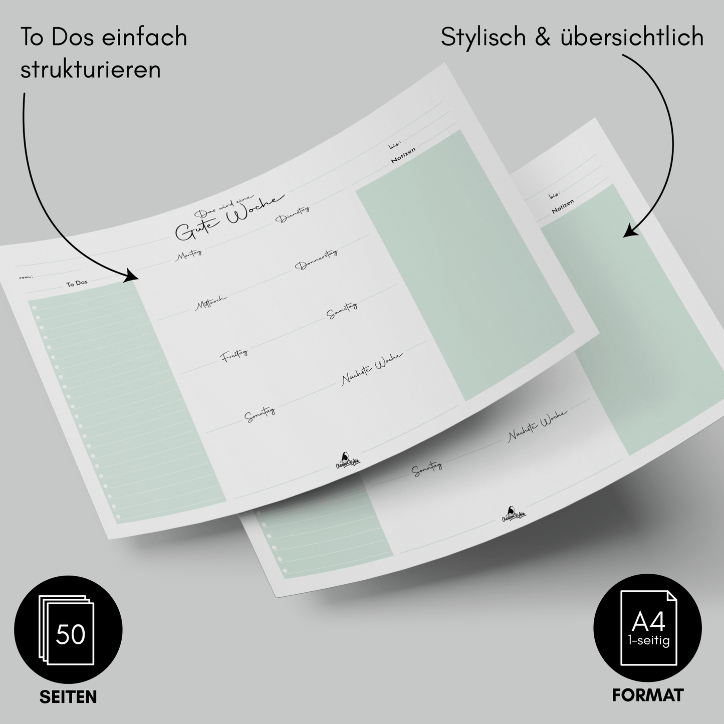 A4 Wochenplaner Block mit 50 Blatt I ToDo Liste & Tagesplaner