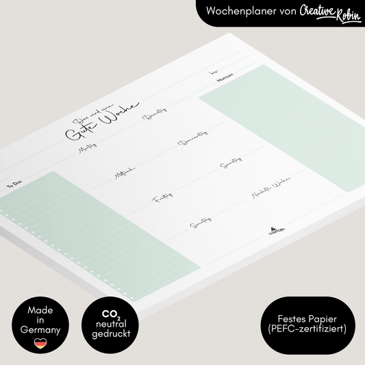 A4 Wochenplaner Block mit 50 Blatt I ToDo Liste & Tagesplaner