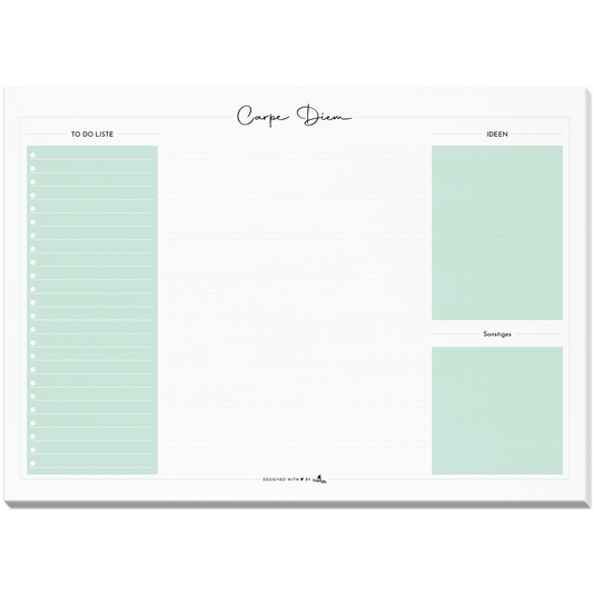 Schreibtischunterlage aus Papier mit To-Do Liste I A4 mit 50 Blatt minzgrün