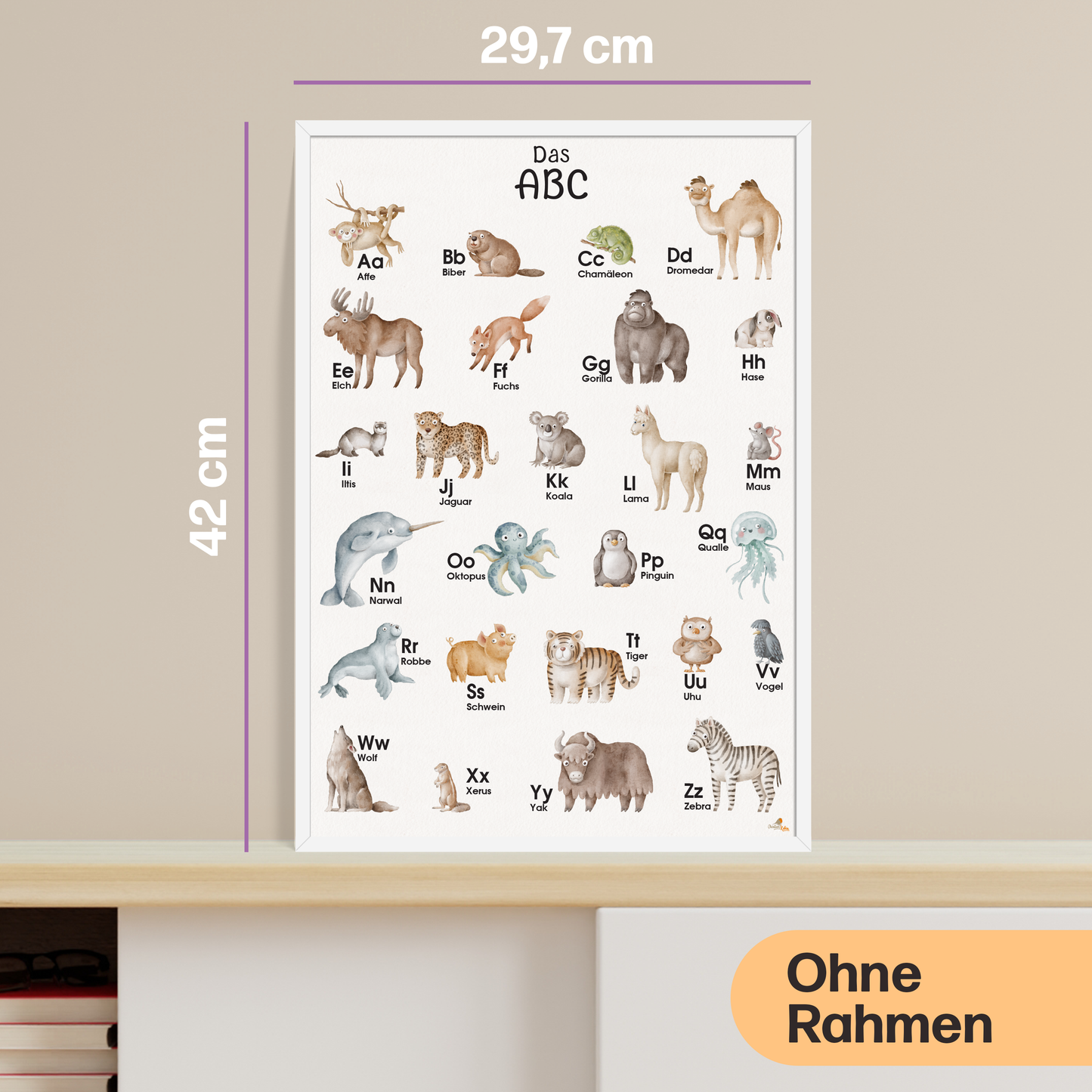 ABC Poster mit Tier Alphabet | A3 Größe