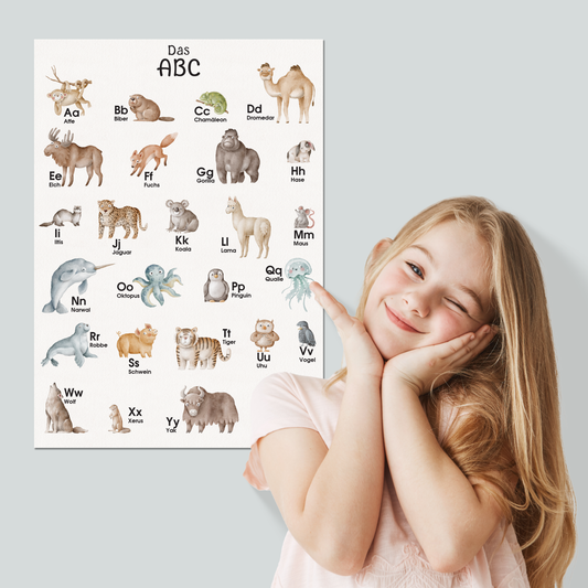 ABC Poster mit Tier Alphabet | A3 Größe