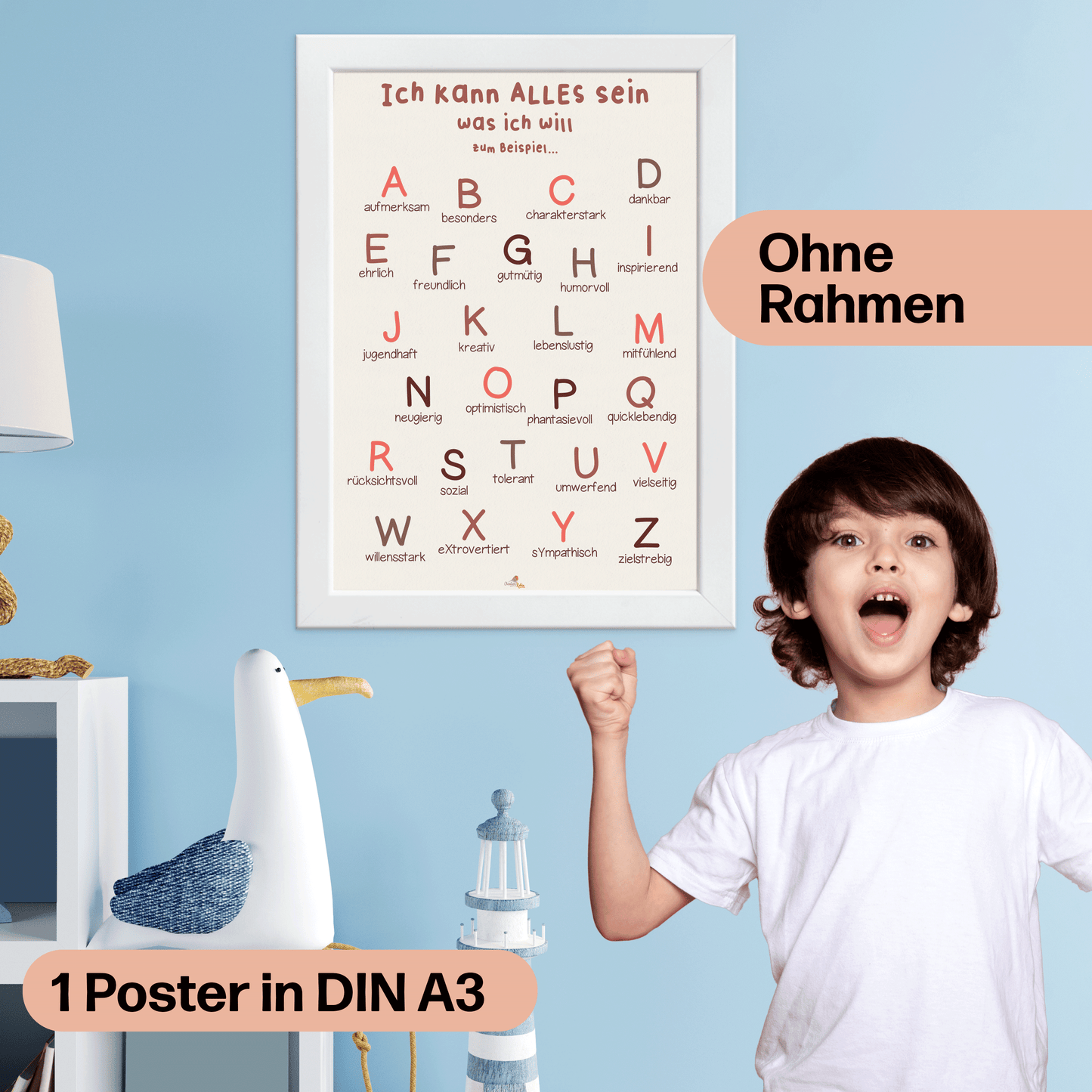 Affirmations Poster für Kinder | positive Bekräftigung fürs Kinderzimmer, Kindergarten & Grundschule | DIN A3