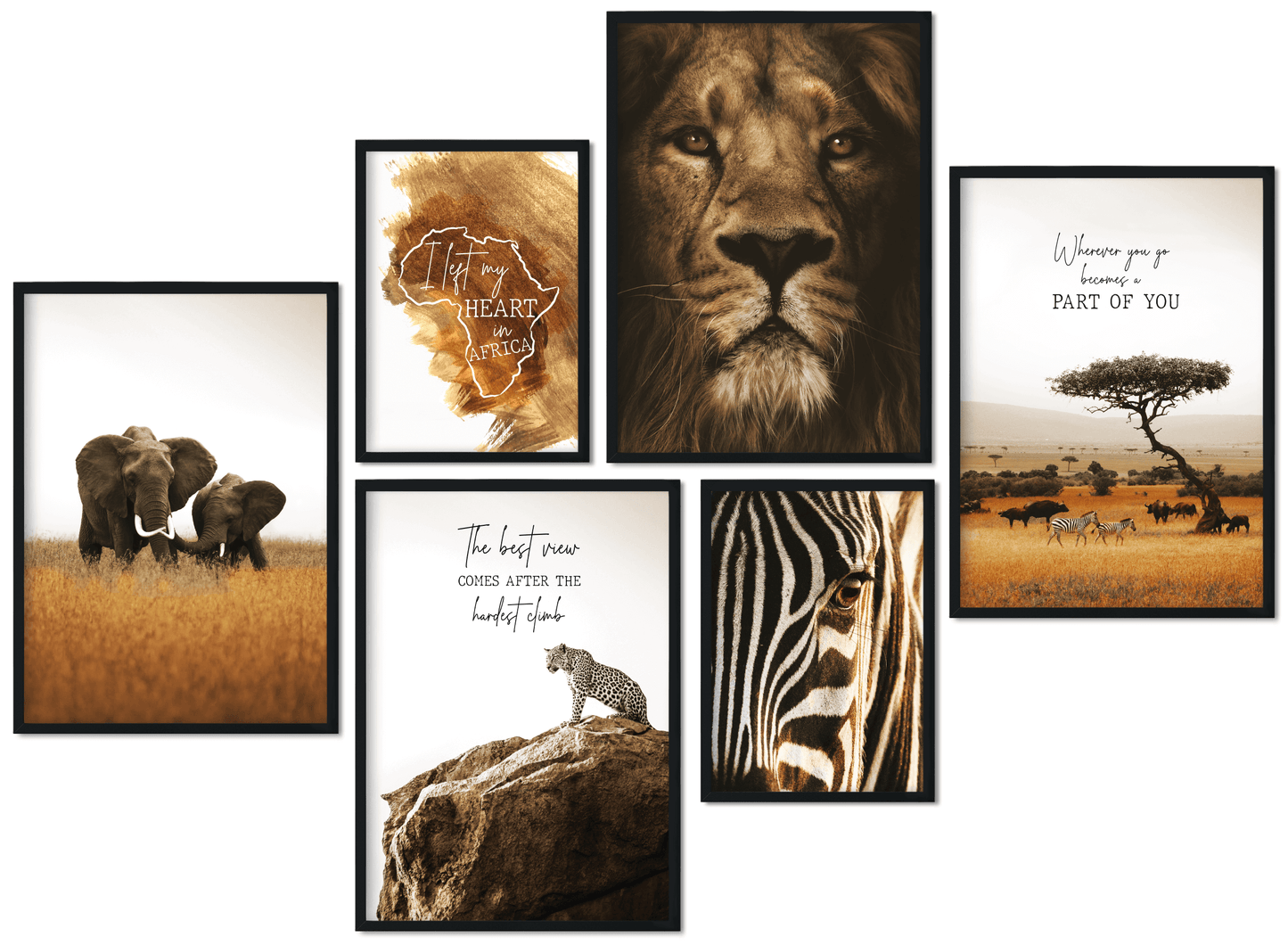 » Afrika « Poster Set als Wohnzimmer Deko | 4x A3 + 2x A4 Wandbilder Collage | ohne Rahmen