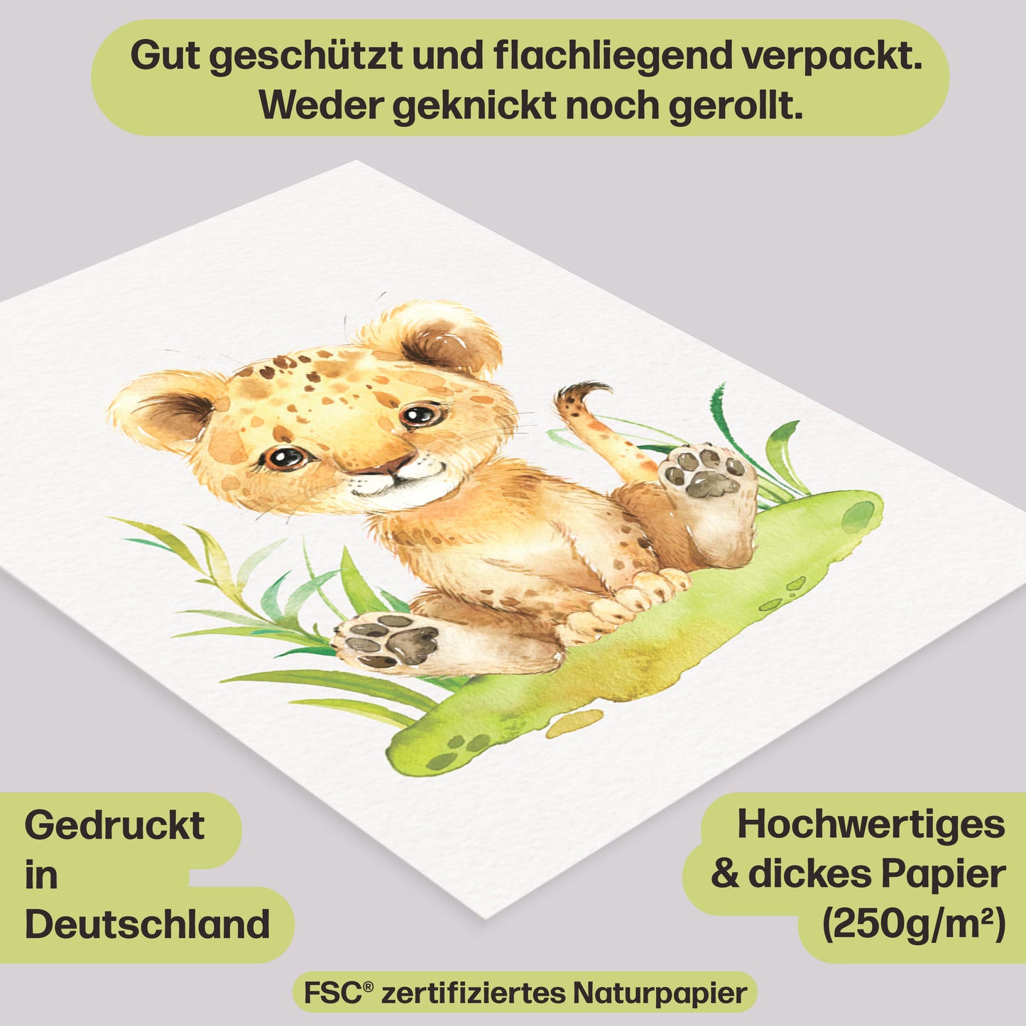 5er Poster-Set fürs Kinderzimmer I Tiere Afrikas I Süße Babyzimmer Deko