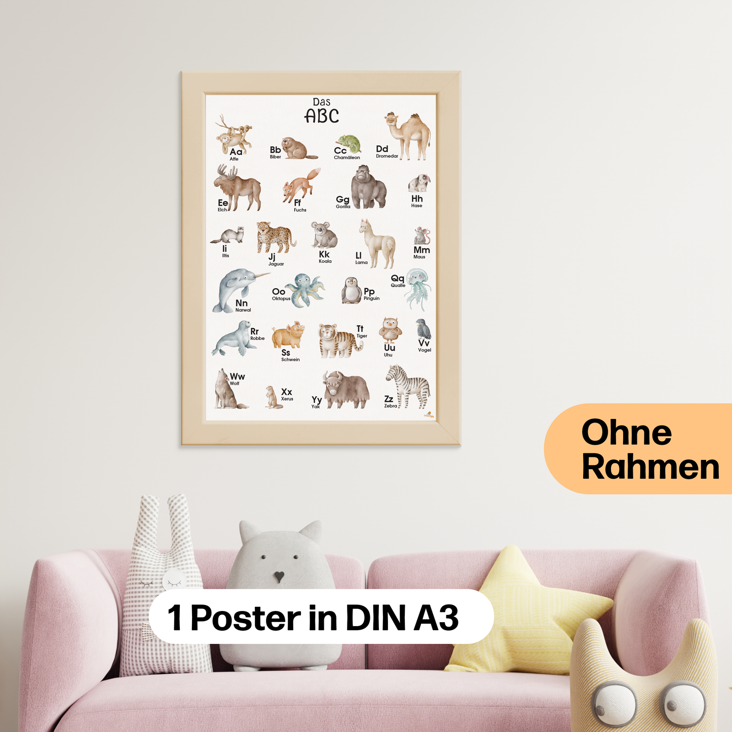 ABC Poster mit Tier Alphabet | A3 Größe