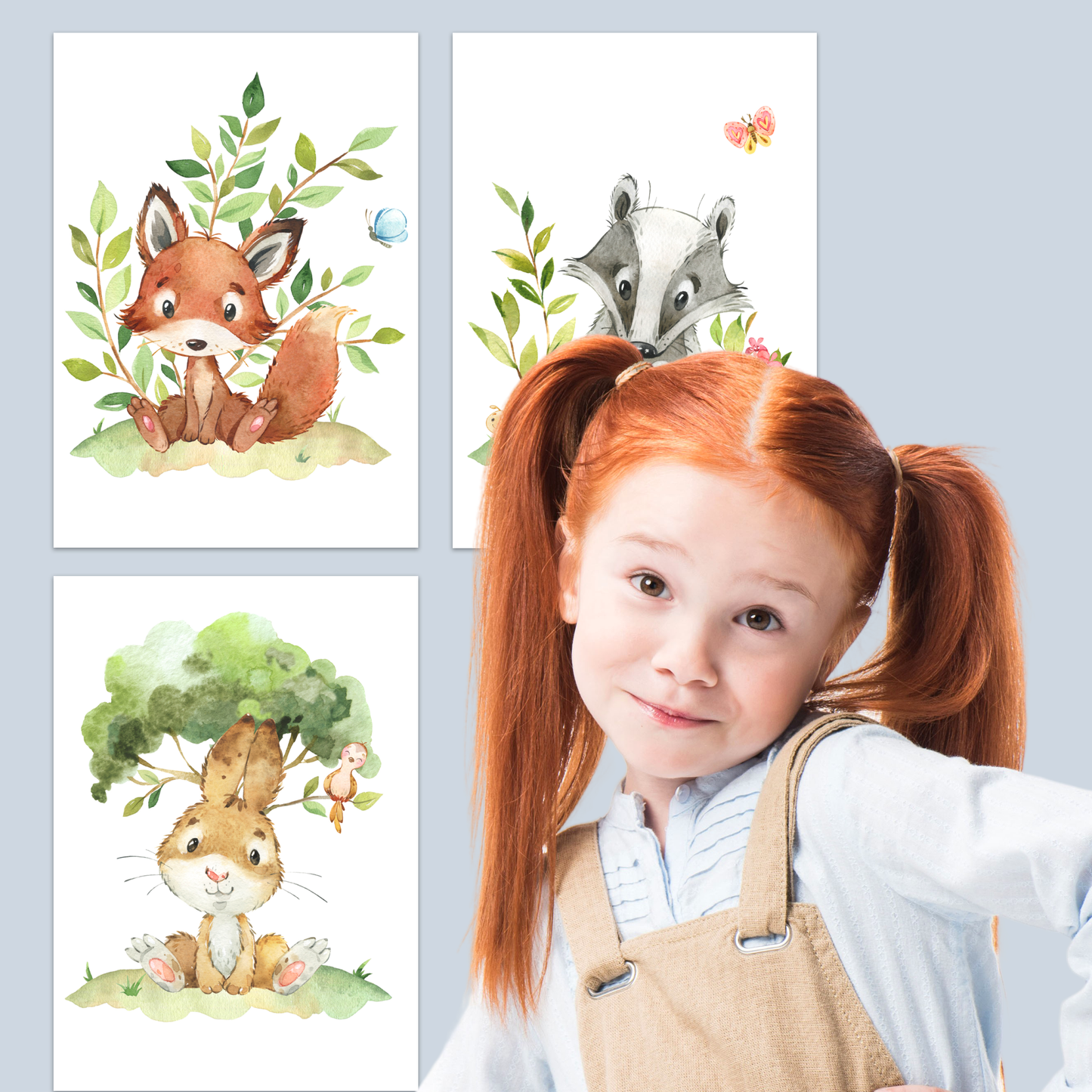 Süßes 6er Waldtier Poster-Set fürs Kinderzimmer I Schöne Babyzimmer Deko mit Bär, Fuchs, Igel und co.