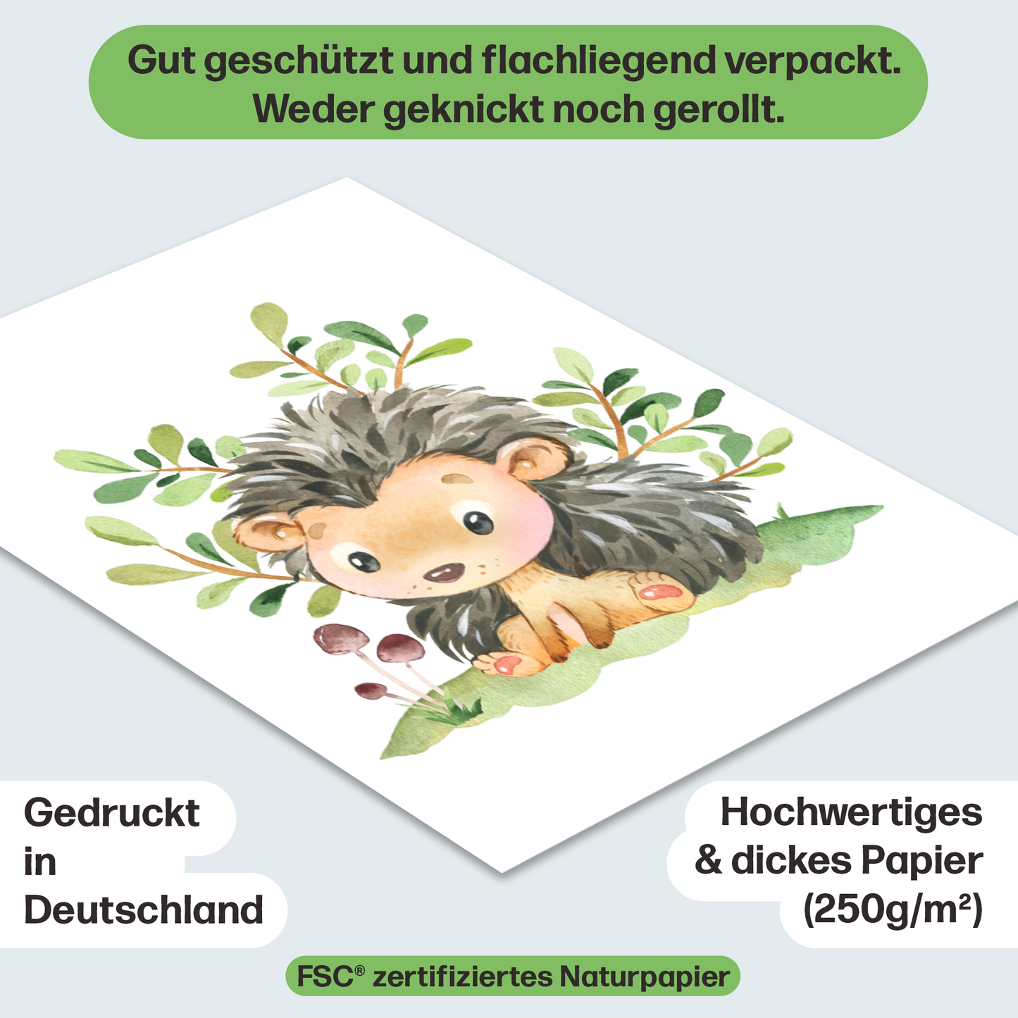 Süßes 6er Waldtier Poster-Set fürs Kinderzimmer I Schöne Babyzimmer Deko mit Bär, Fuchs, Igel und co.