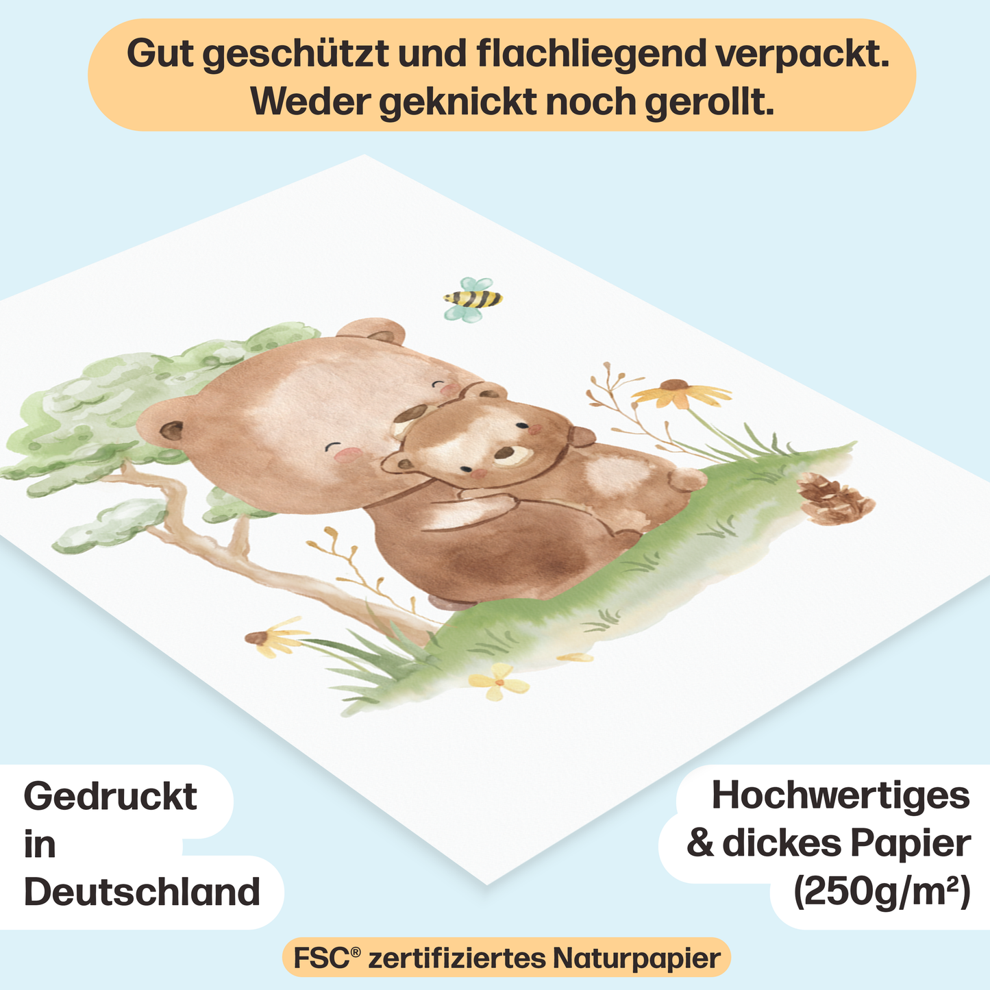 6er Boho Mutter & Baby Waldtiere Poster-Set fürs Kinderzimmer I Babyzimmer Deko