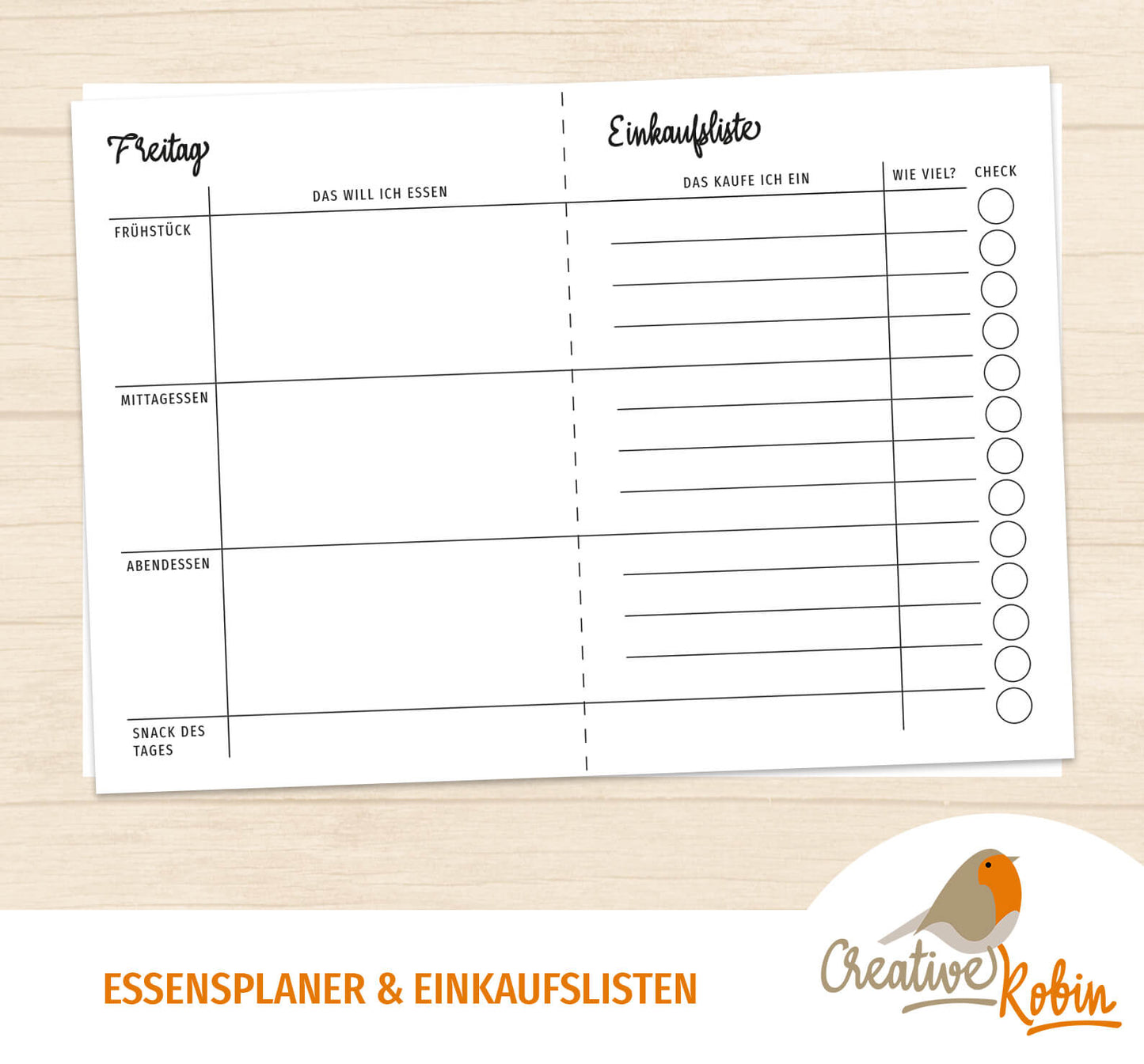 ESSENSPLANER für die ganze Familie mit Einkaufsliste | Plane die Gerichte für die Woche und mach dir direkt eine Einkaufsliste.