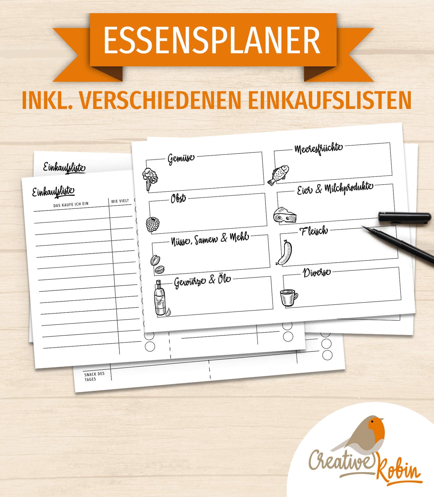 ESSENSPLANER für die ganze Familie mit Einkaufsliste | Plane die Gerichte für die Woche und mach dir direkt eine Einkaufsliste.