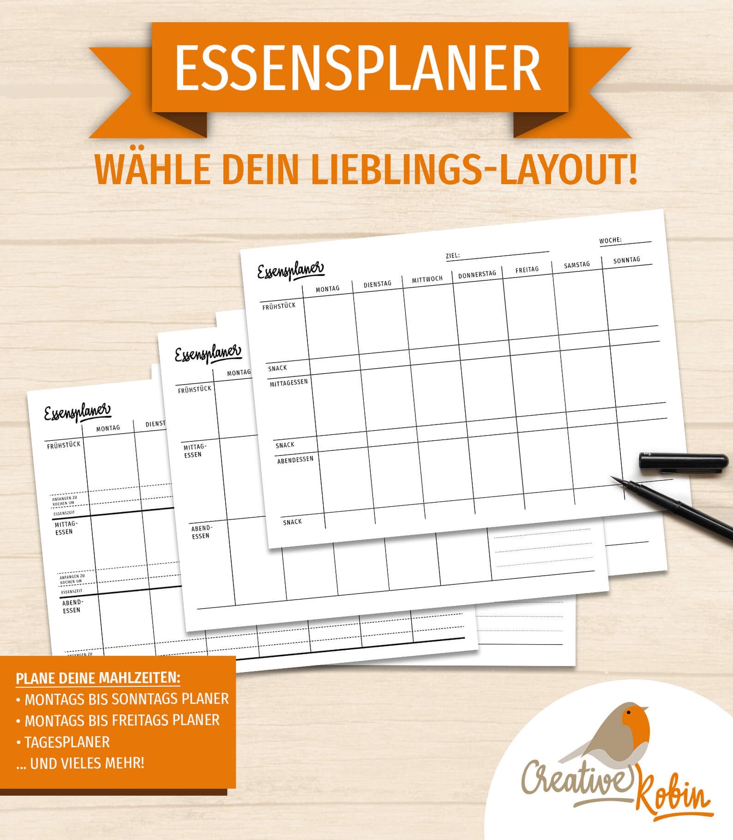 ESSENSPLANER für die ganze Familie mit Einkaufsliste | Plane die Gerichte für die Woche und mach dir direkt eine Einkaufsliste.