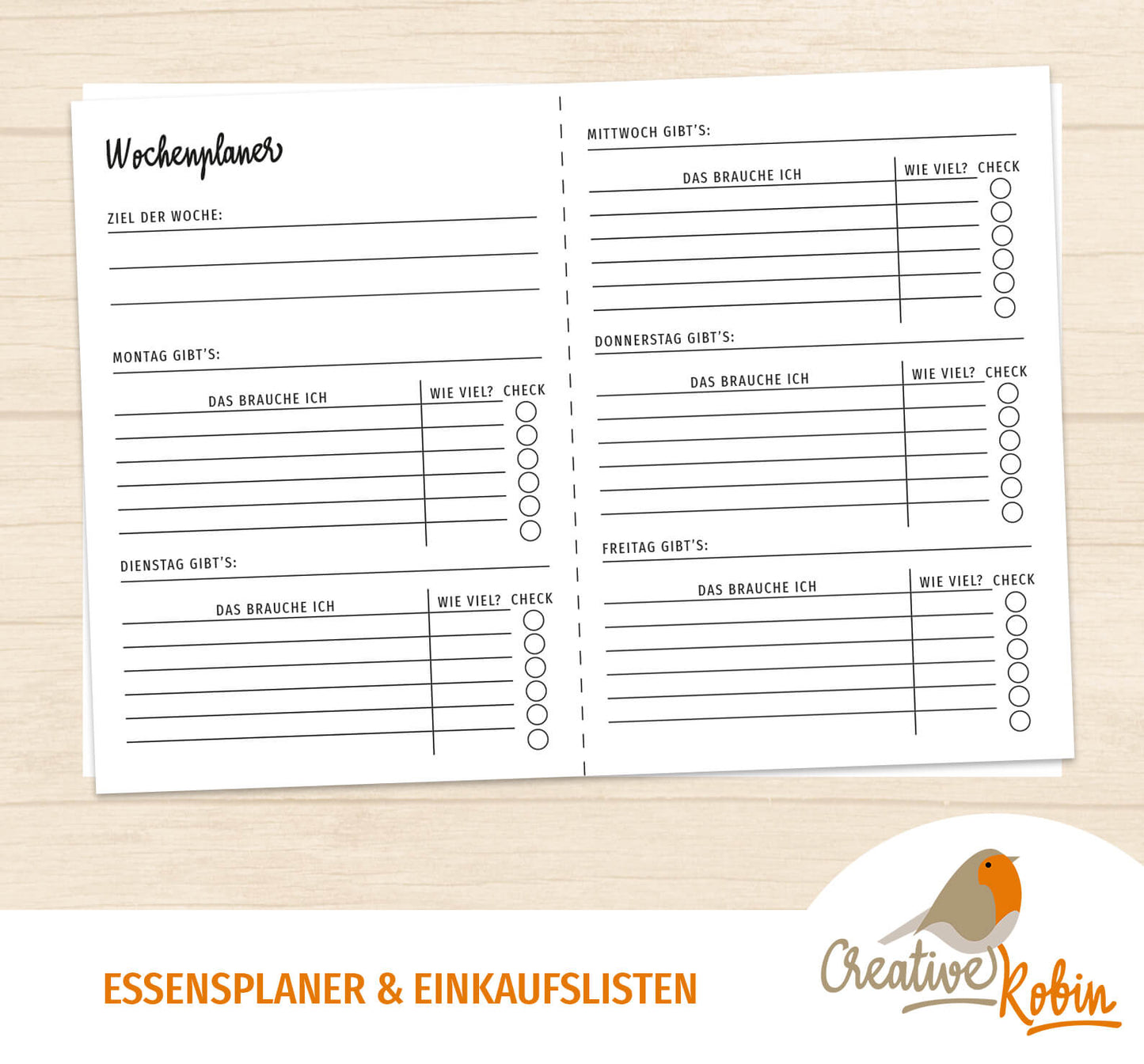 ESSENSPLANER für die ganze Familie mit Einkaufsliste | Plane die Gerichte für die Woche und mach dir direkt eine Einkaufsliste.