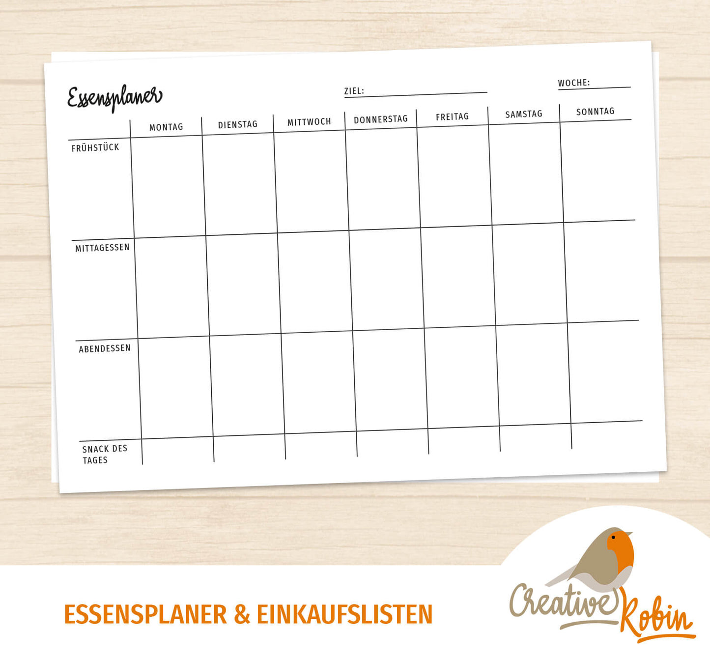 ESSENSPLANER für die ganze Familie mit Einkaufsliste | Plane die Gerichte für die Woche und mach dir direkt eine Einkaufsliste.
