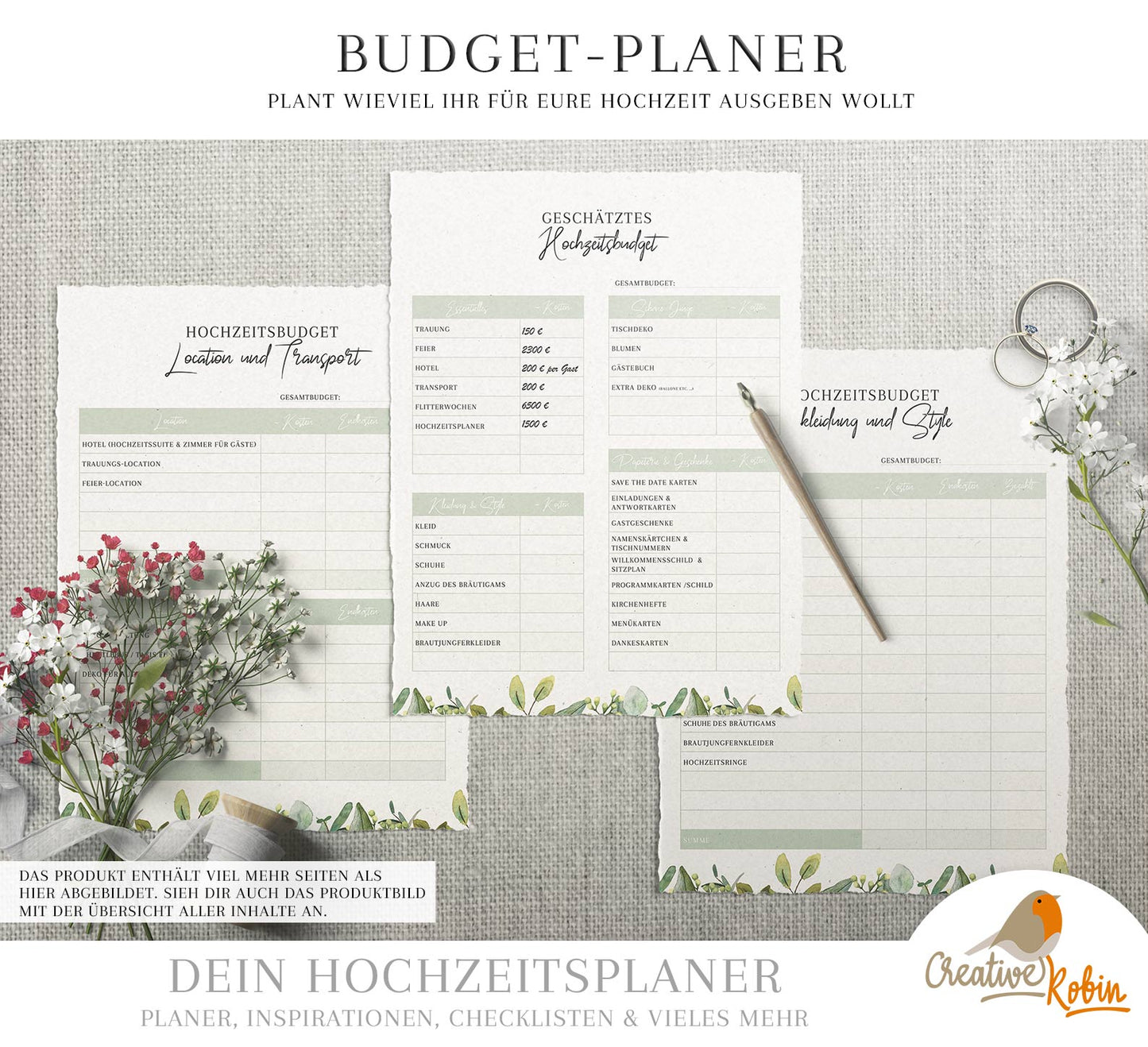 HOCHZEITSPLANER | Hochzeitsplanung Buch | Trauzeugin Planer | Hochzeit planen Checkliste | Hochzeit DIY | 130 Seiten Pdf Planner A4