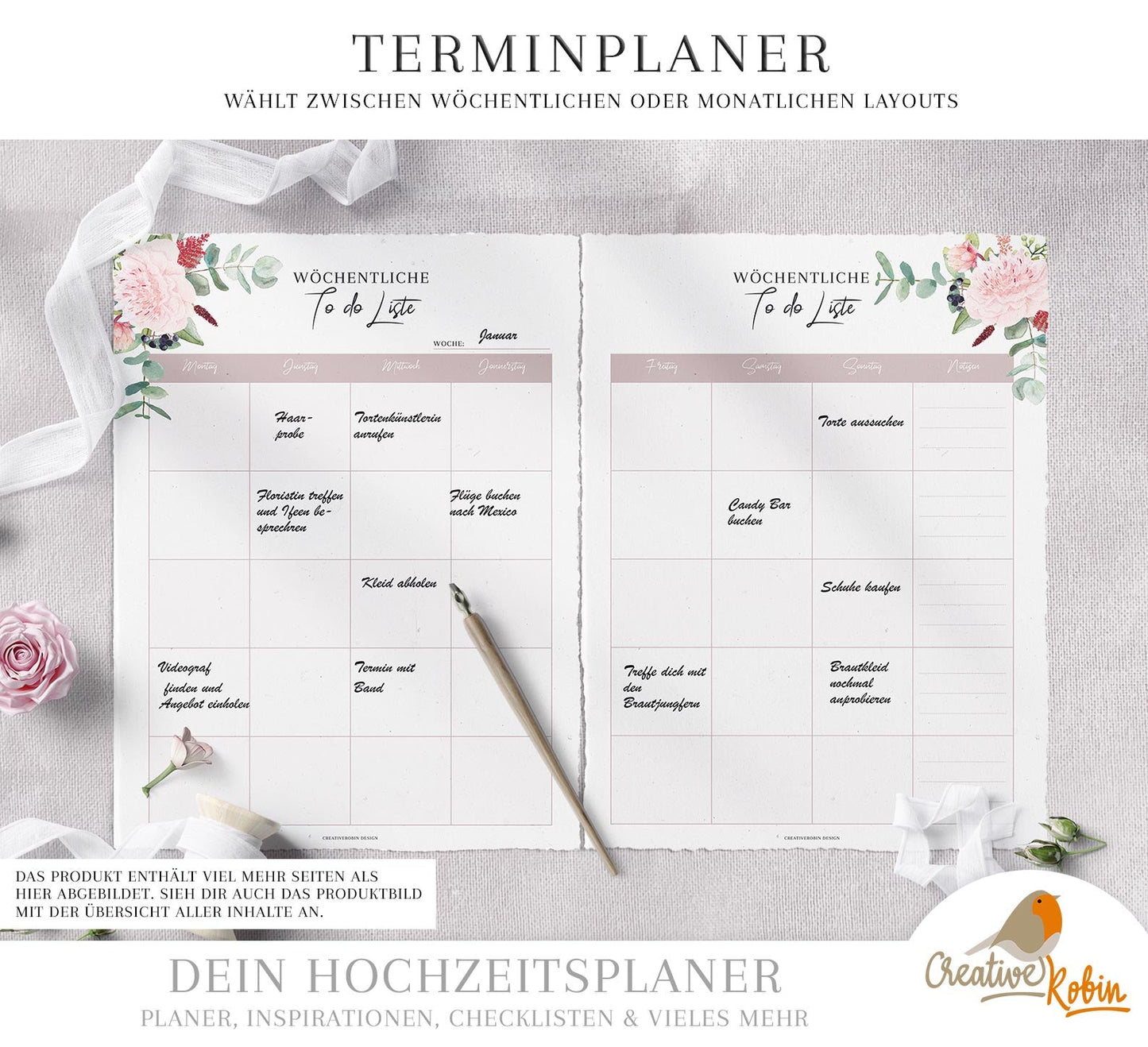 HOCHZEITSPLANER | Hochzeitsplanung Buch | Trauzeugin Planer | Hochzeit planen Checkliste | Hochzeit DIY | 130 Seiten Pdf Planner A4