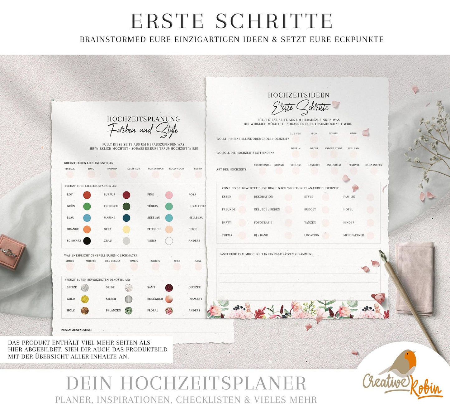 HOCHZEITSPLANER | Hochzeitsplanung Buch | Trauzeugin Planer | Hochzeit planen Checkliste | Hochzeit DIY | 130 Seiten Pdf Planner A4