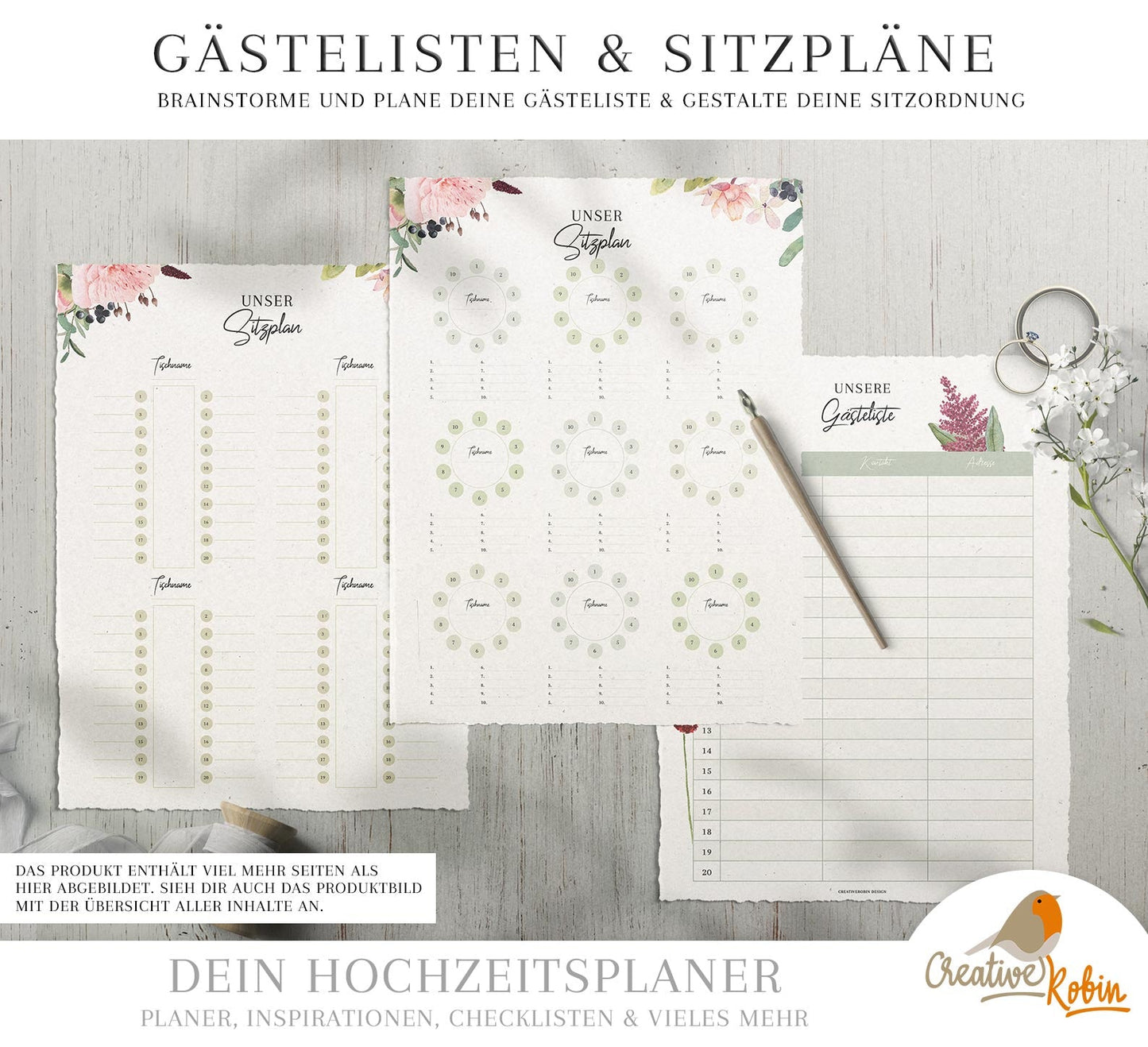 HOCHZEITSPLANER | Hochzeitsplanung Buch | Trauzeugin Planer | Hochzeit planen Checkliste | Hochzeit DIY | 130 Seiten Pdf Planner A4