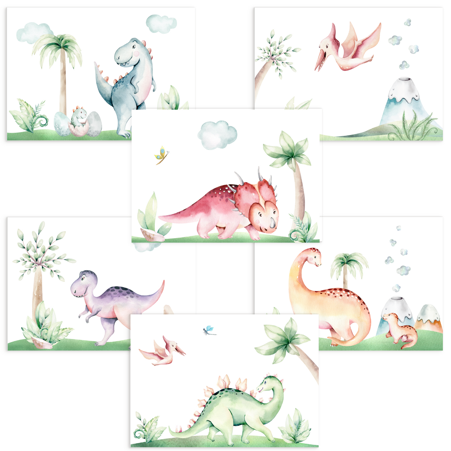 6er Dino Poster-Set fürs Kinderzimmer I Babyzimmer Deko