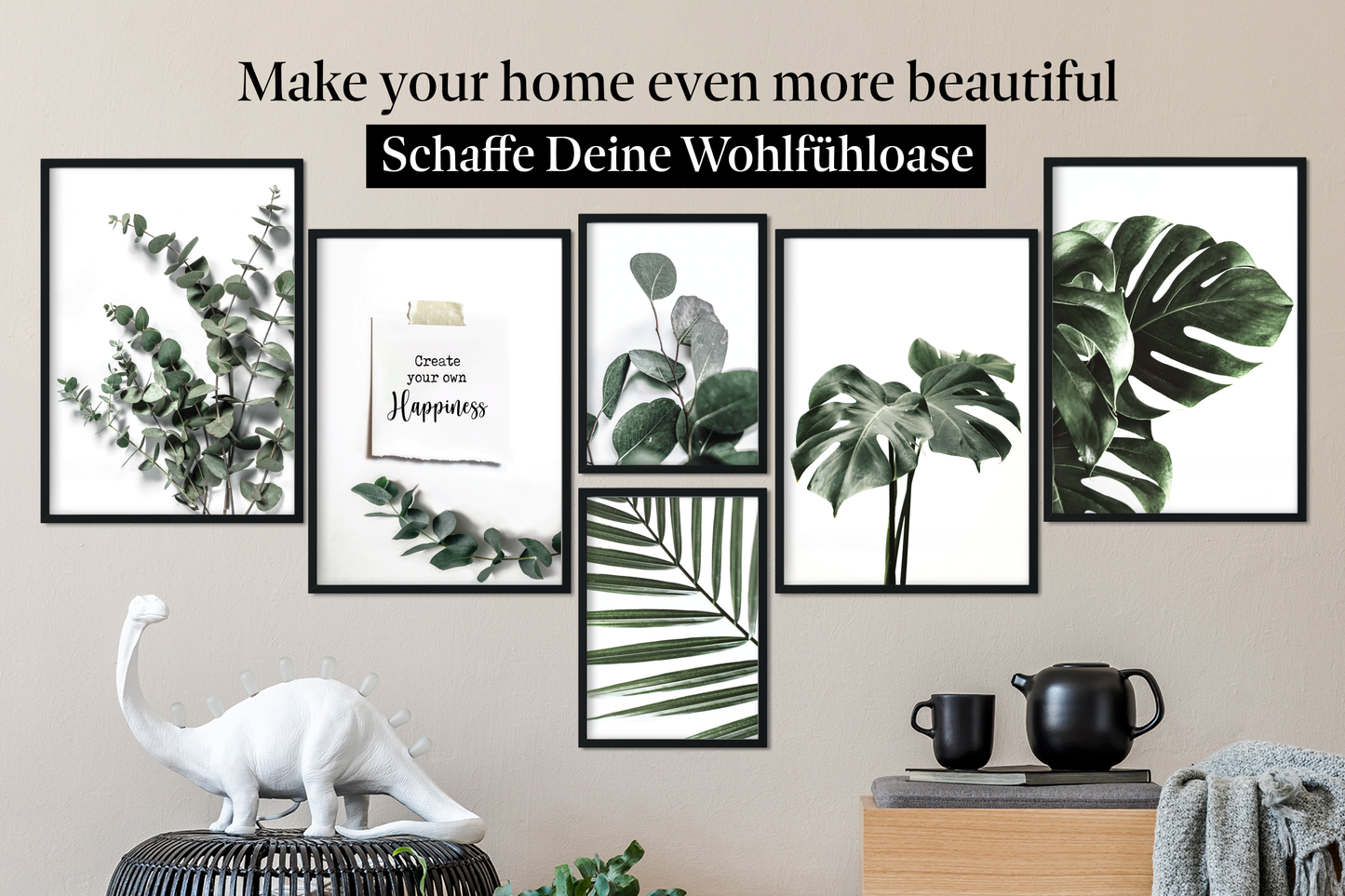 » Monstera Pflanzen « Poster Set als Wohnzimmer Deko | 4x A3 + 2x A4 Wandbilder Collage | ohne Rahmen