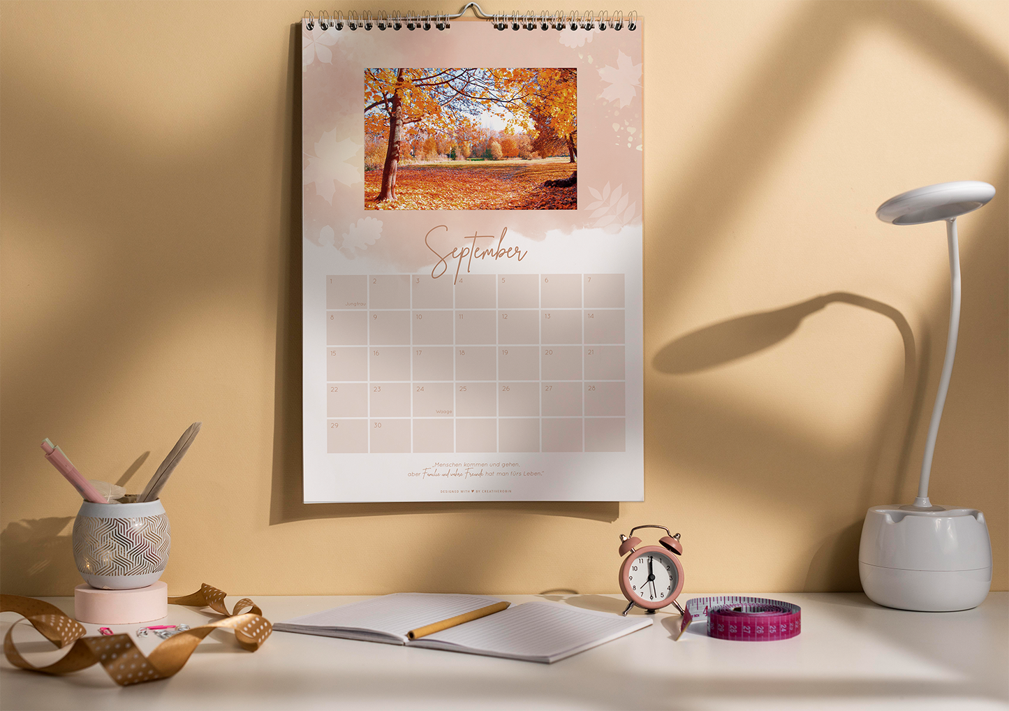 Fotokalender & Bastelkalender mit charmanten Sprüchen auf allen Seiten I Jahresunabhängiger Wandkalender