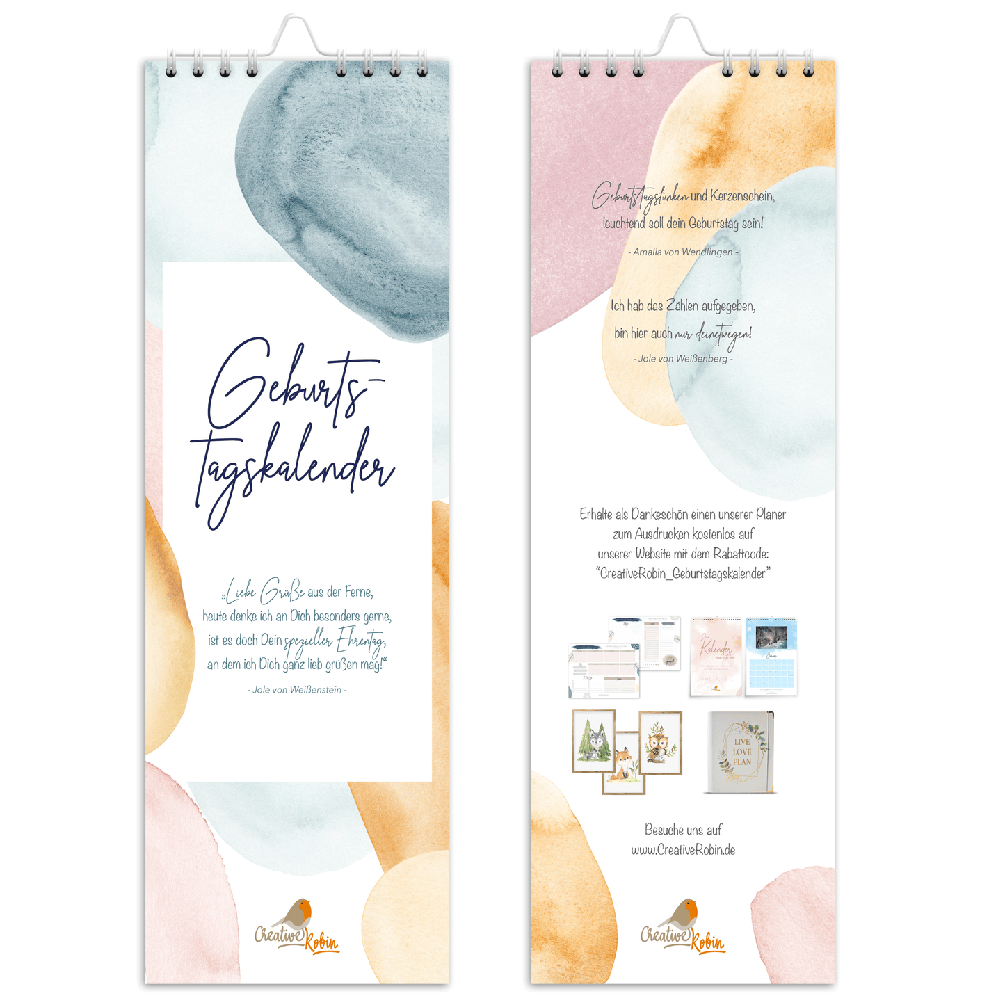 Geburtstagskalender immerwährend mit Geburtstagsgrüßen • Jahresunabhängiger Wandkalender • Vergiss keinen Geburtstag mehr