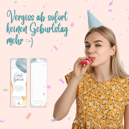 Geburtstagskalender immerwährend mit Geburtstagsgrüßen • Jahresunabhängiger Wandkalender • Vergiss keinen Geburtstag mehr