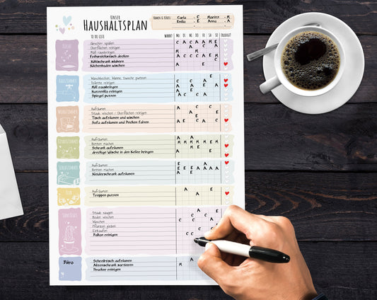 Haushaltsplaner und Putzplaner für Familien I DIN A4 Notizblock I 50 Blatt