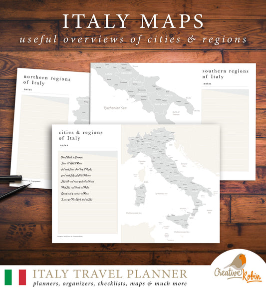 Italien Reiseplaner | mit 56 PDF Seiten | Planer zum Ausdrucken - englisch