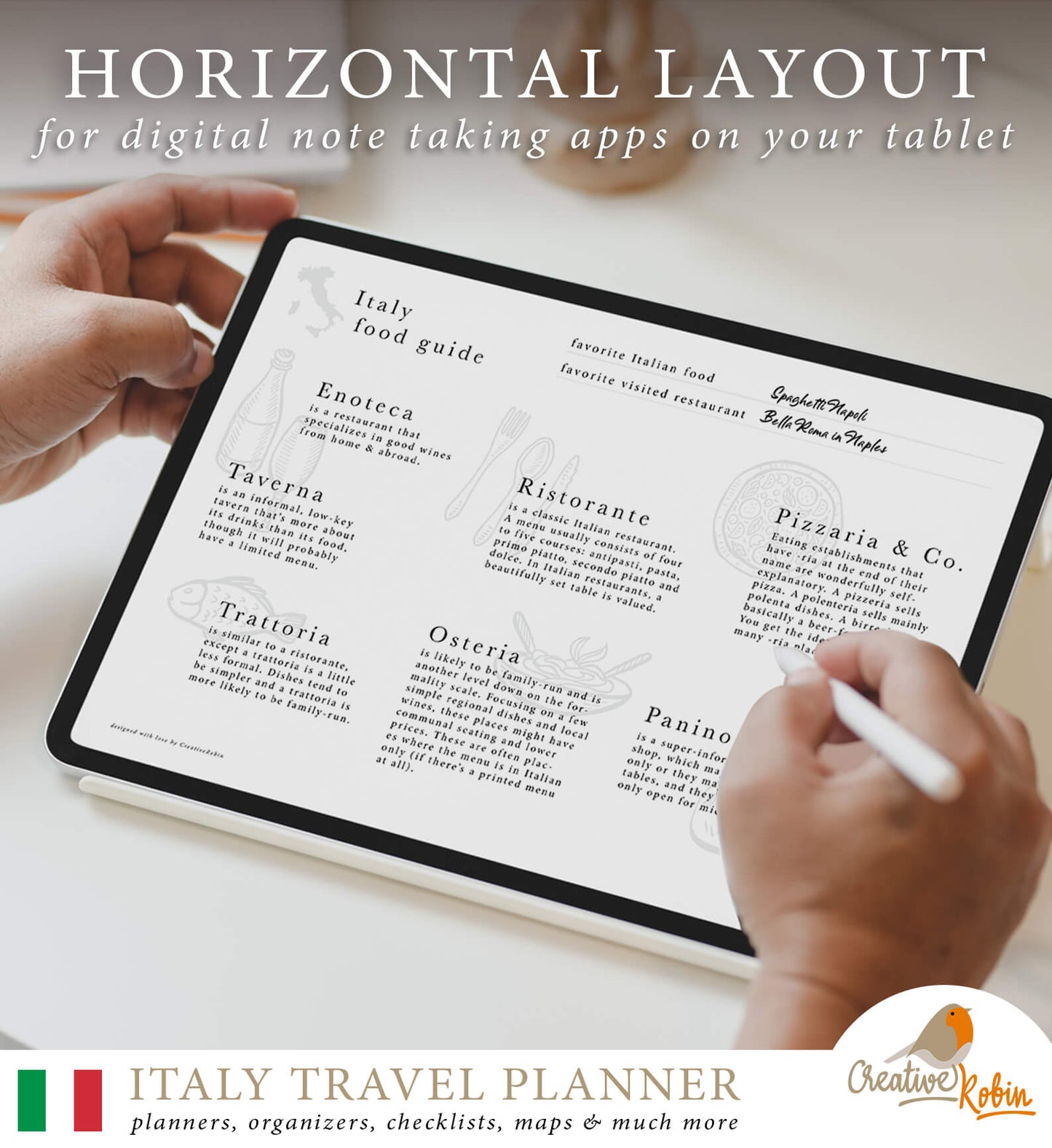 Italien Reiseplaner | mit 56 PDF Seiten | Planer zum Ausdrucken - englisch